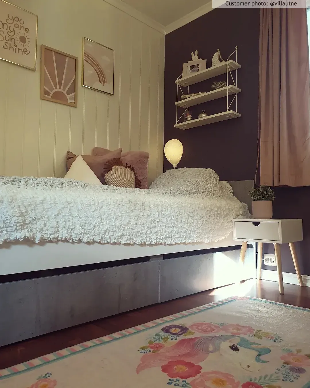 Børnetæppe - Unicorn Flowers (lyserød)