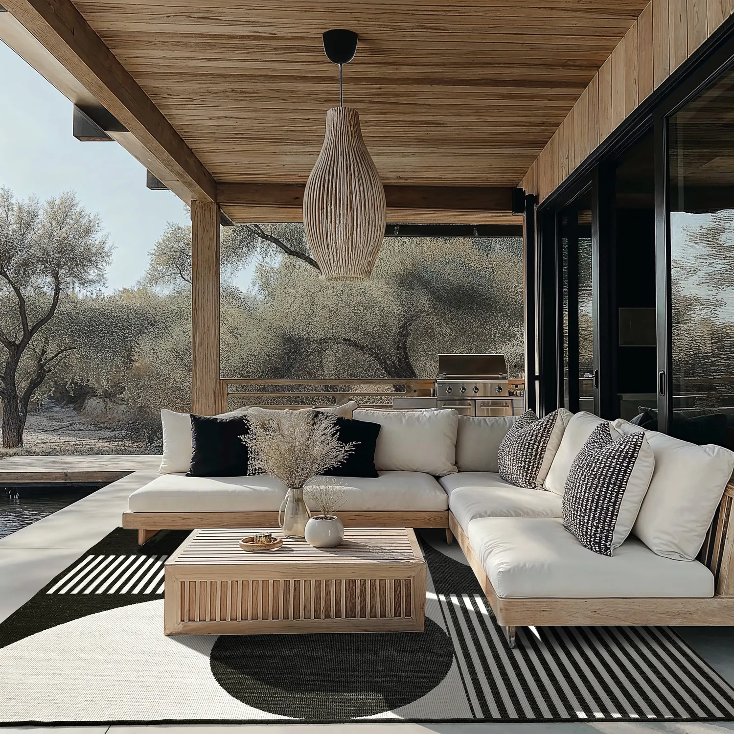 Tæpper til indendørs/udendørs brug - Aurora (sort/hvid)