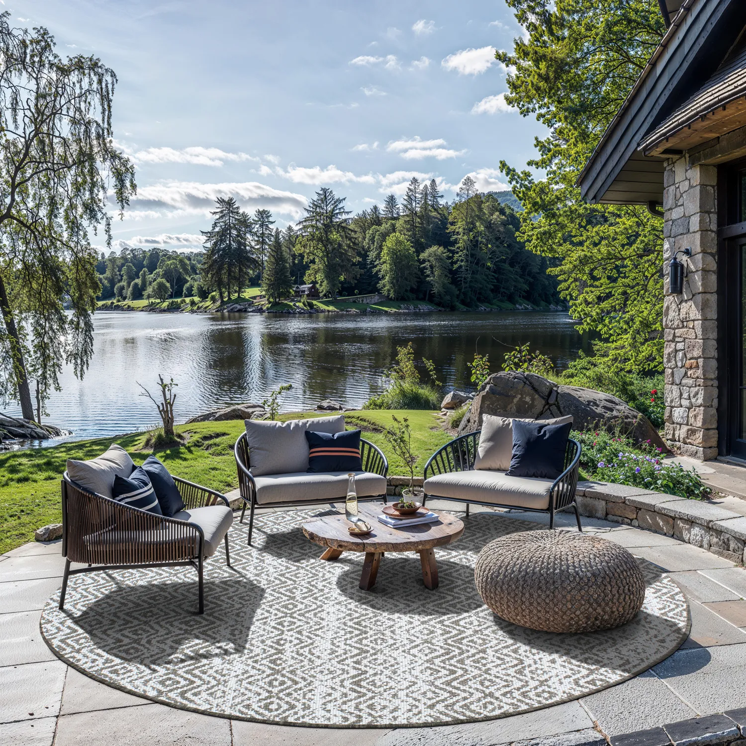 Rundt tæppe - Harstad (brun)