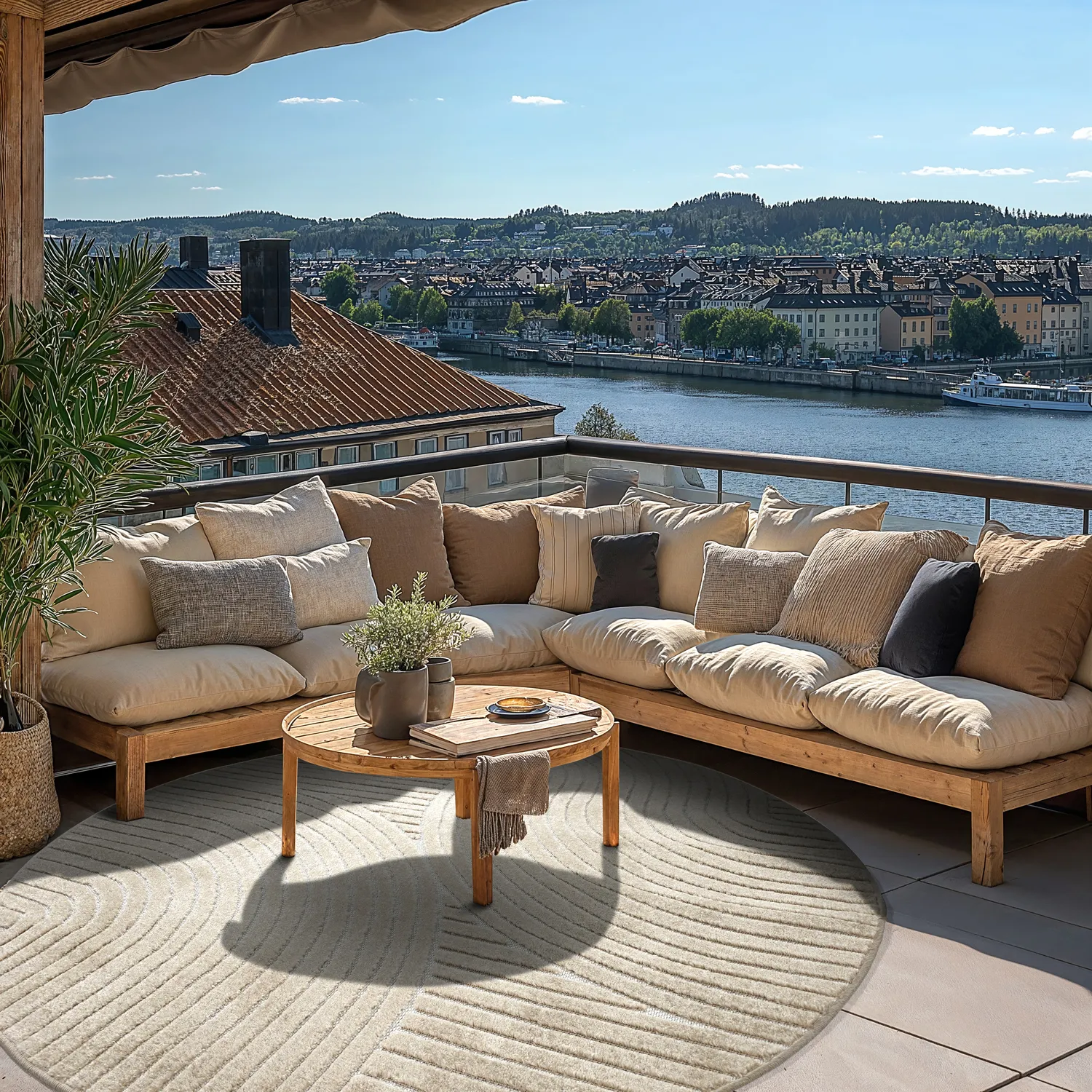 Rundt tæppe - Indoor/Outdoor Devon (beige)