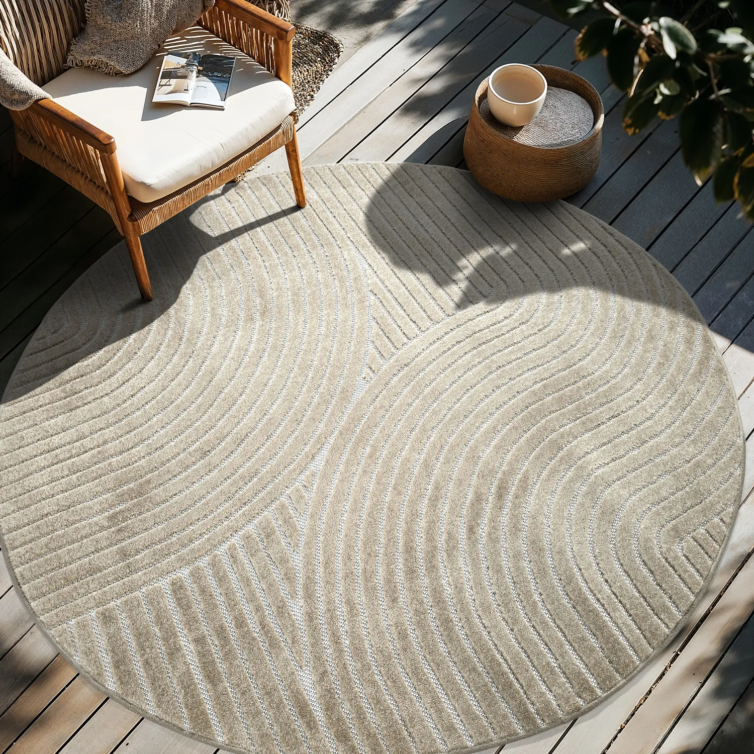 Rundt tæppe - Indoor/Outdoor Devon (beige)