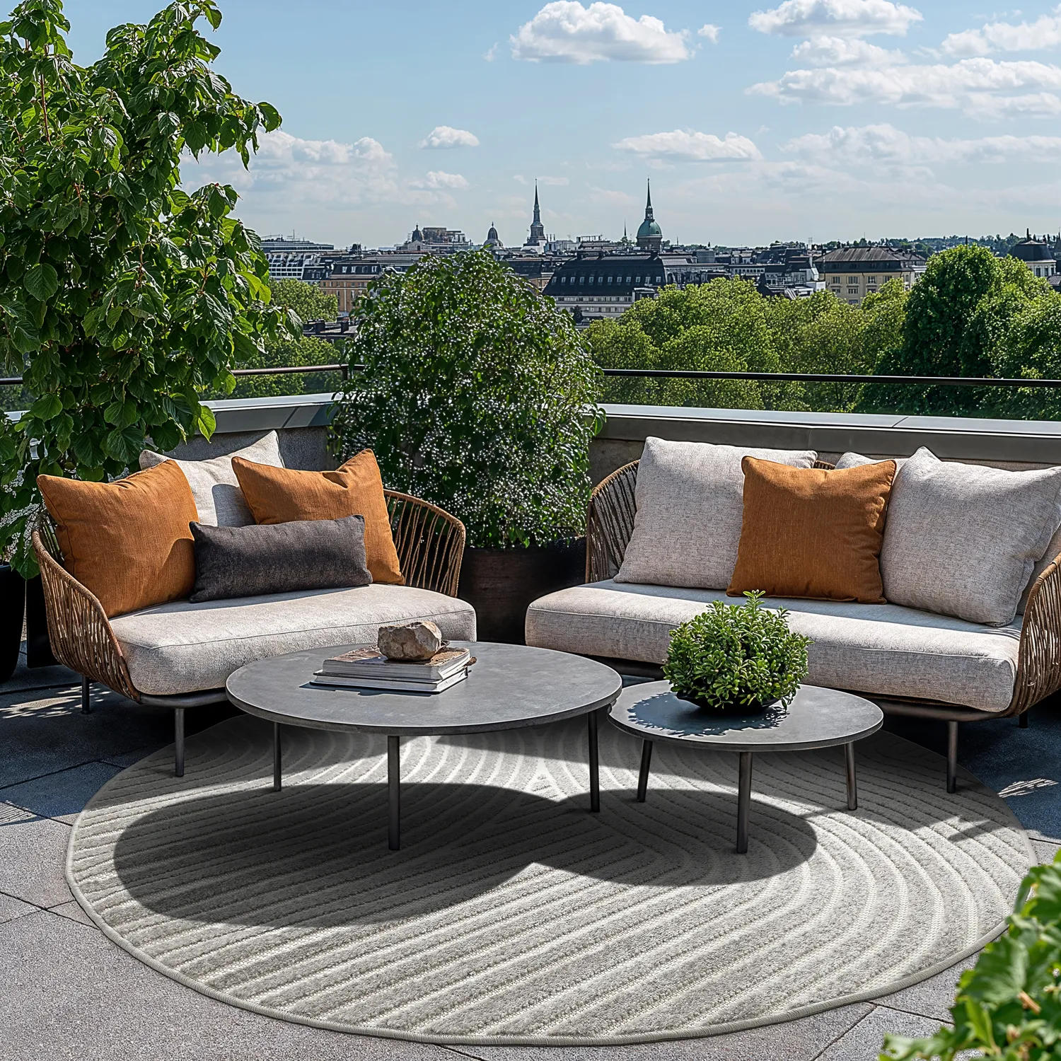 Rundt tæppe - Indoor/Outdoor Devon (grå)