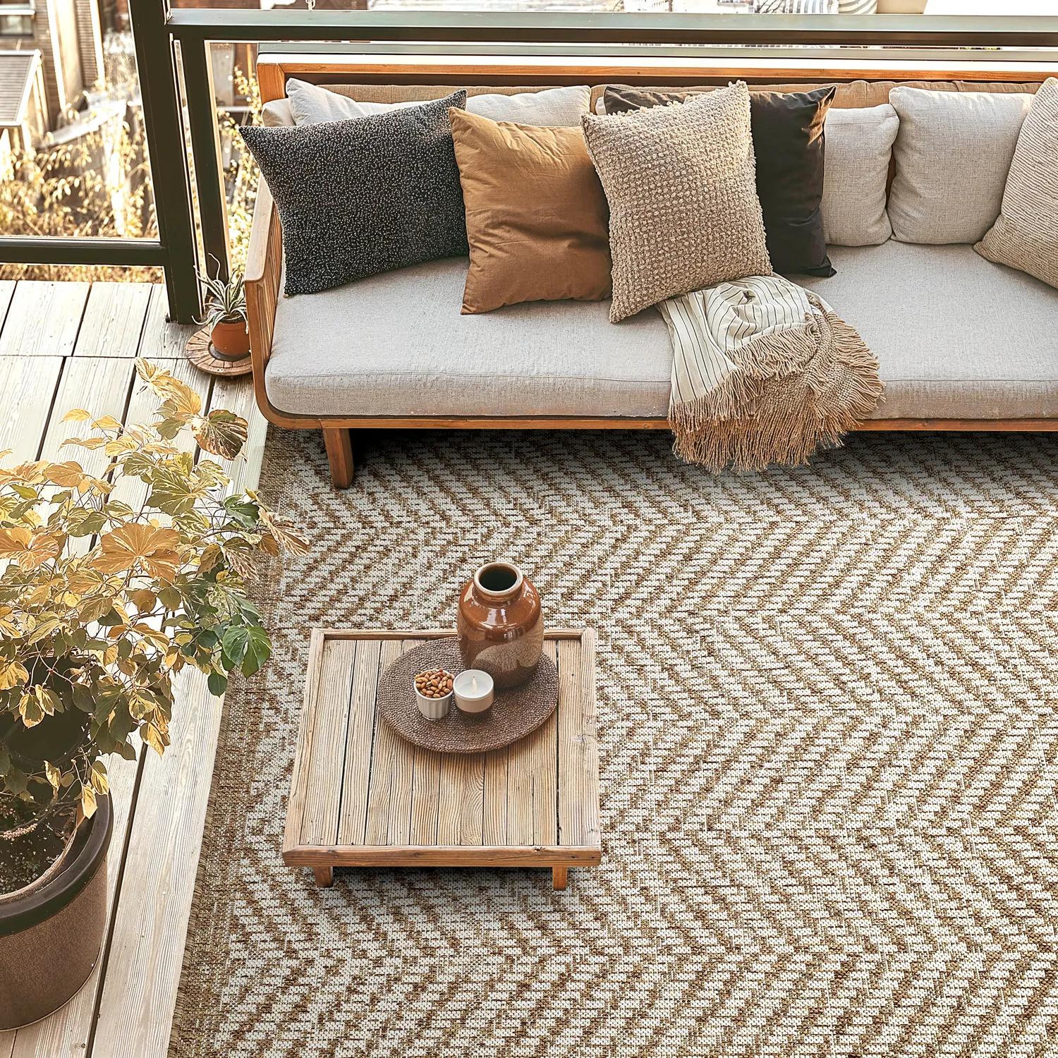 Shaggy Indoor/Outdoor - Donora (brun)