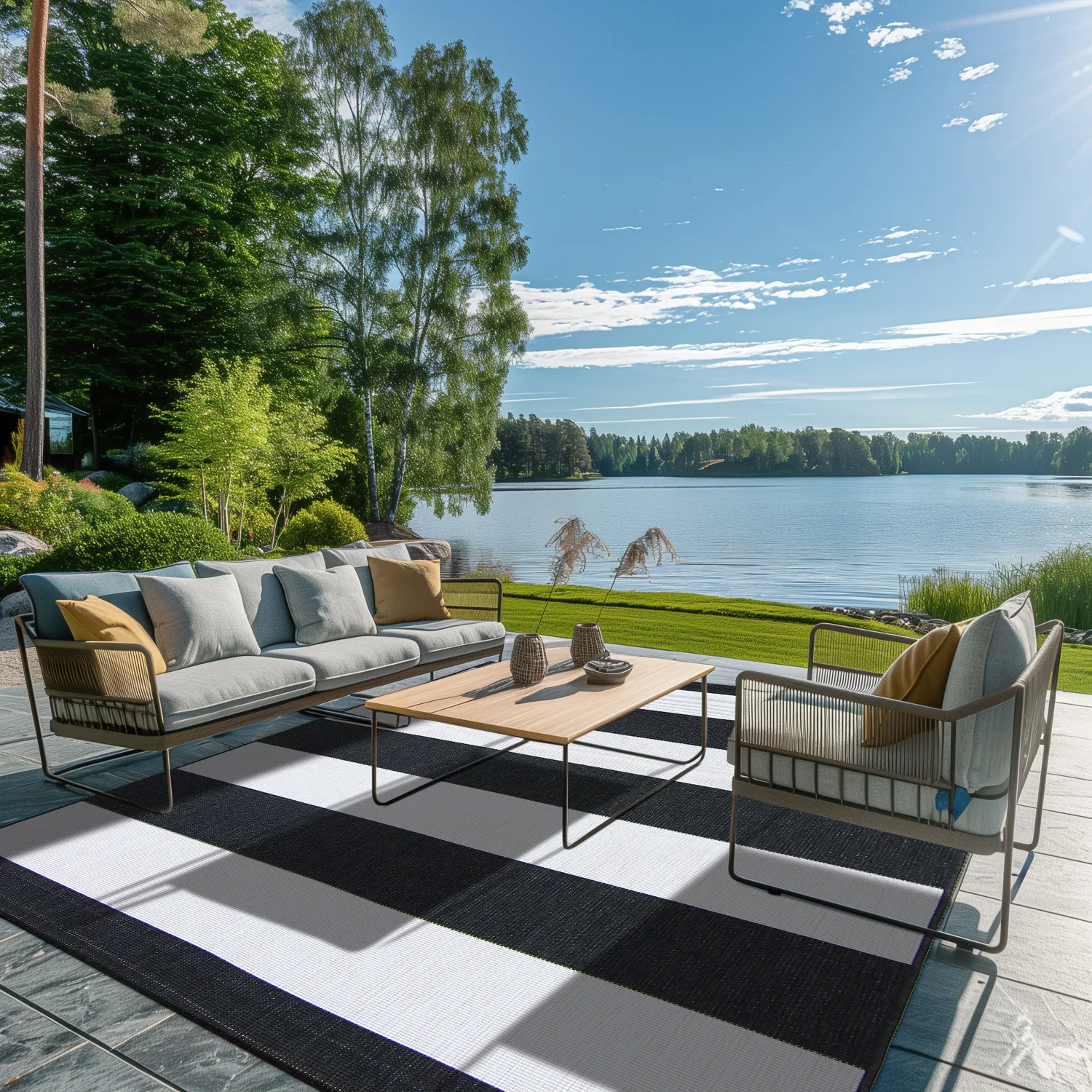 Tæpper til indendørs/udendørs brug - Santana (sort)