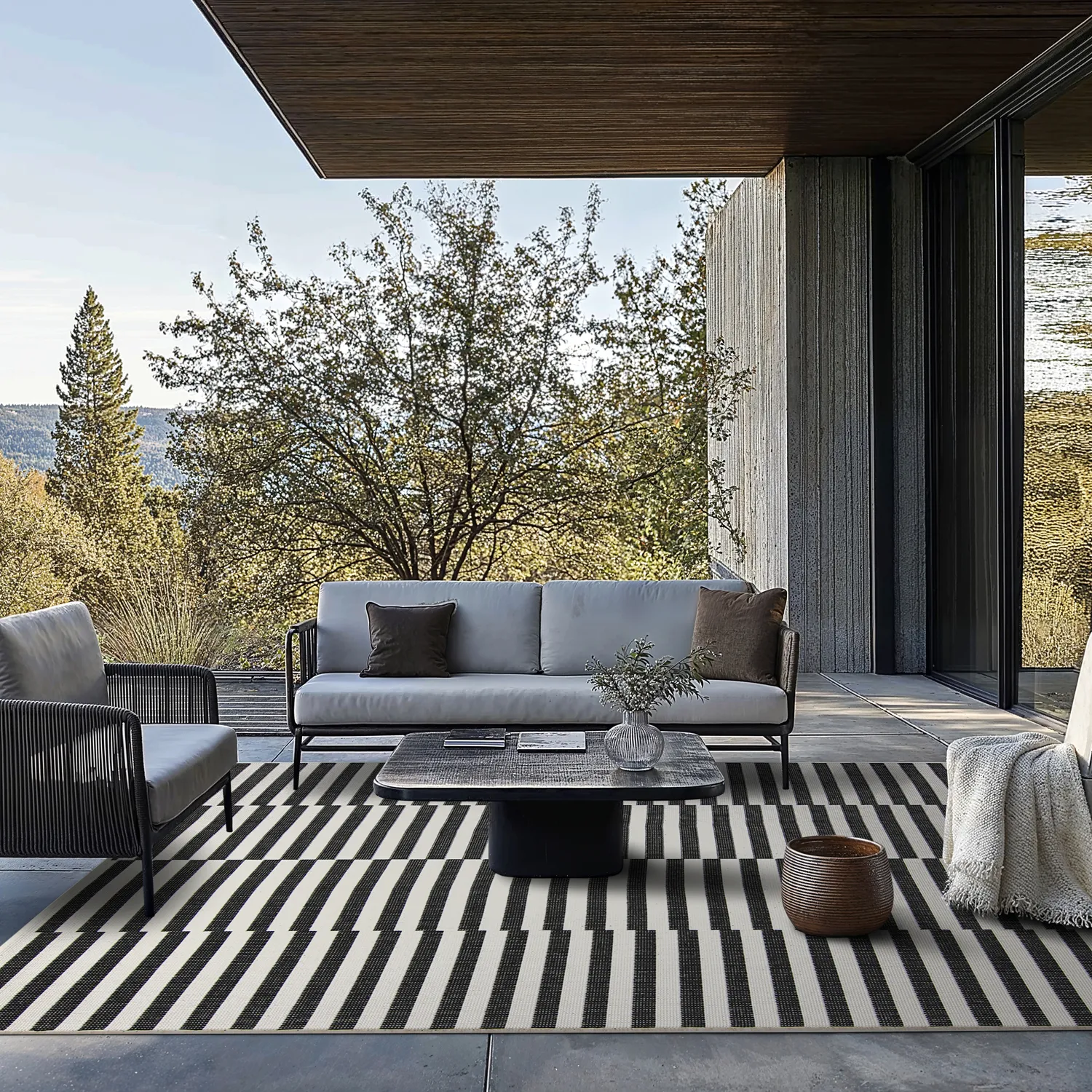 Tæpper til indendørs/udendørs brug - Otto (sort)