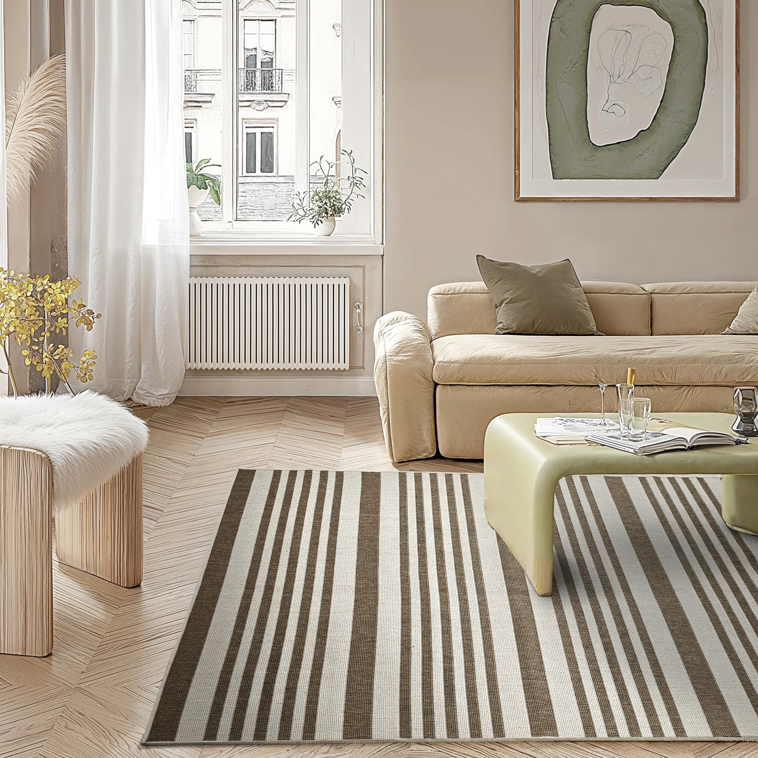 Tæpper til indendørs/udendørs brug - Riley (beige)
