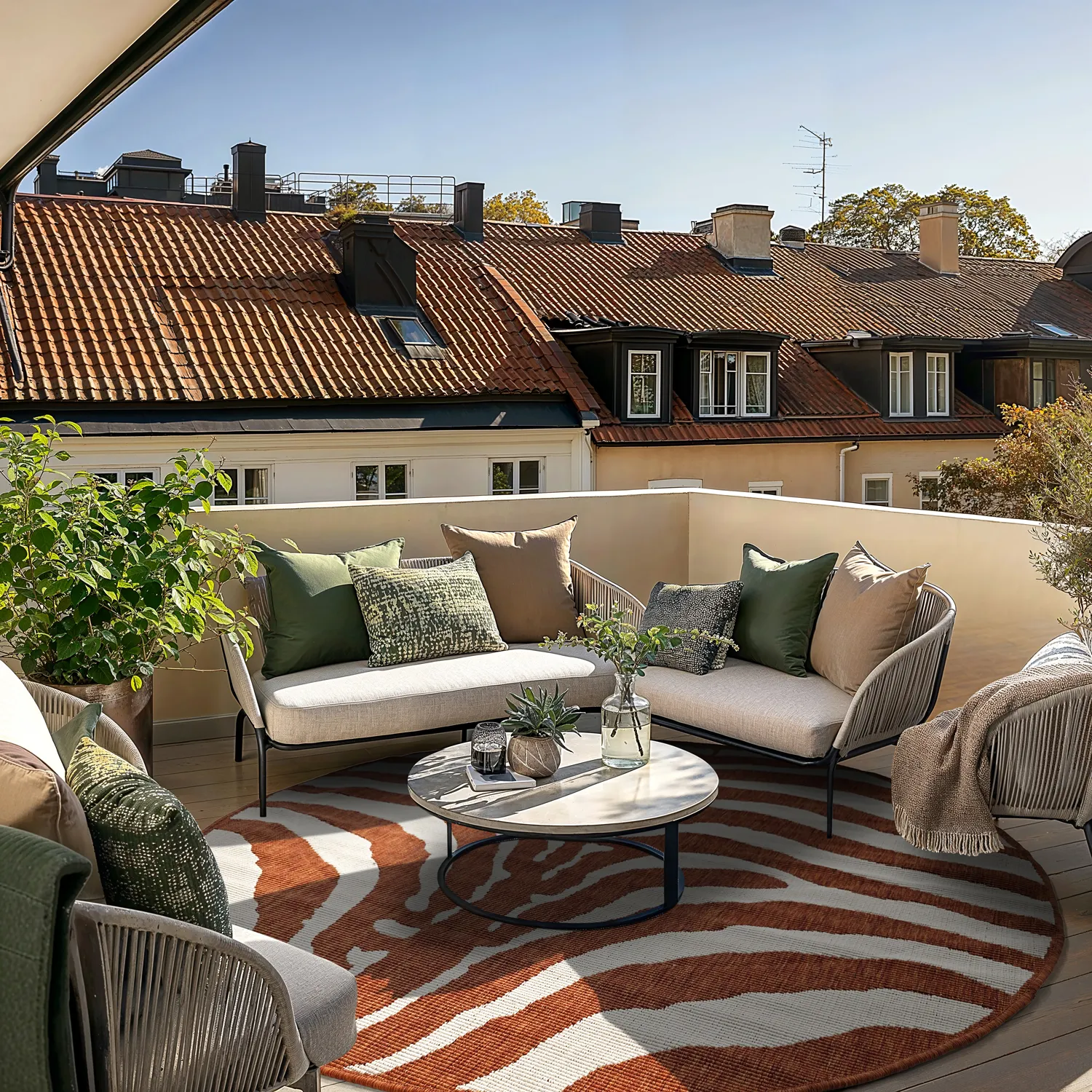 Rundt tæppe - Indoor/Outdoor Winona (orange)