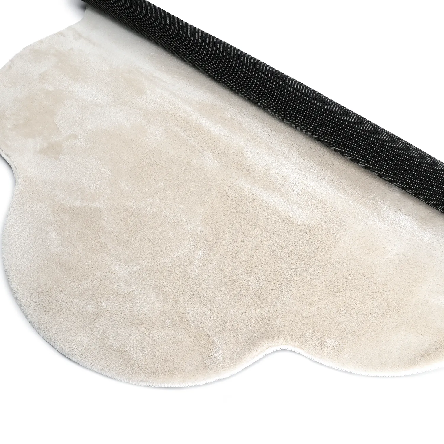 Rundt Bølget Tæppe - Aranga Super Soft Fur (beige)