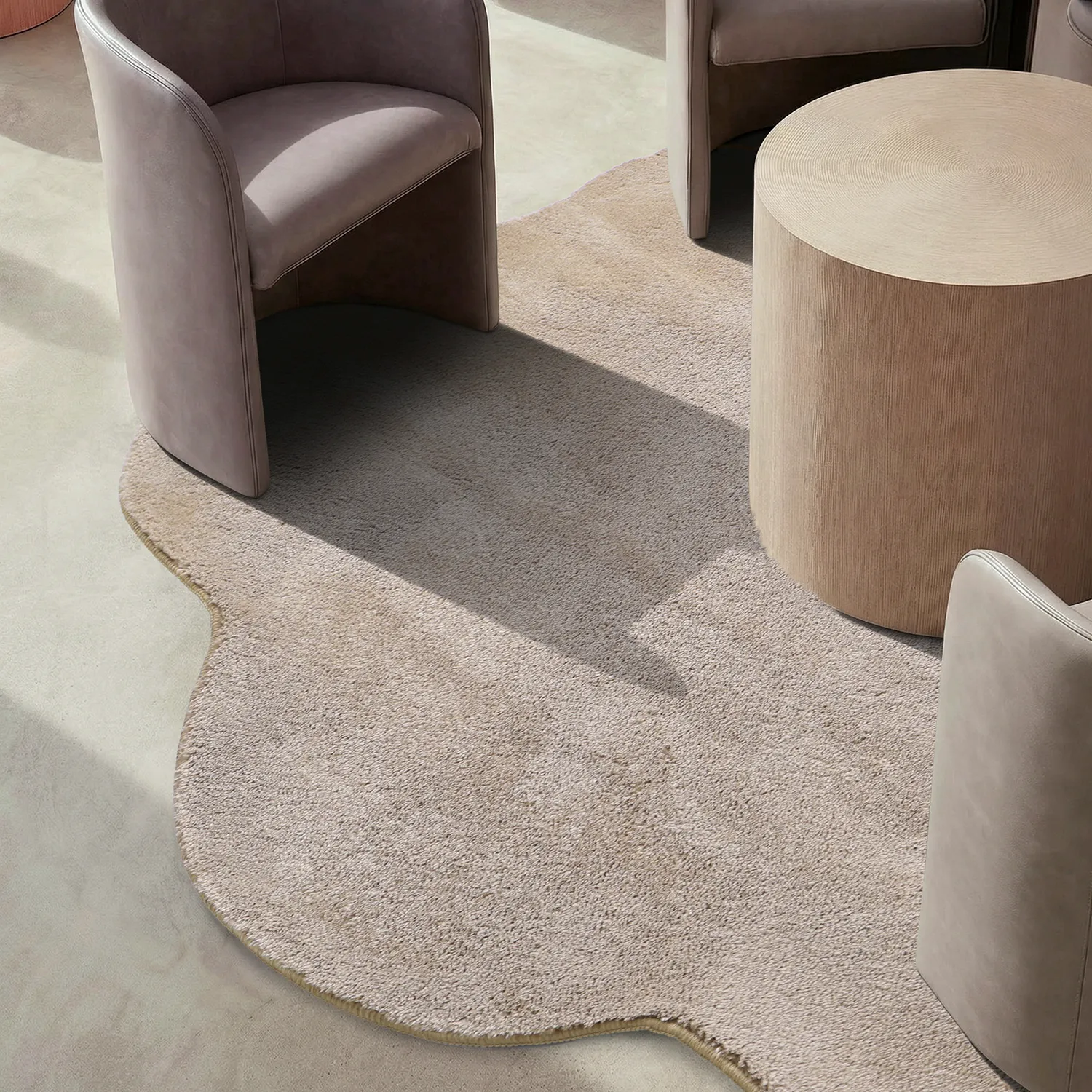 Rundt Bølget Tæppe - Aranga Super Soft Fur (brun)