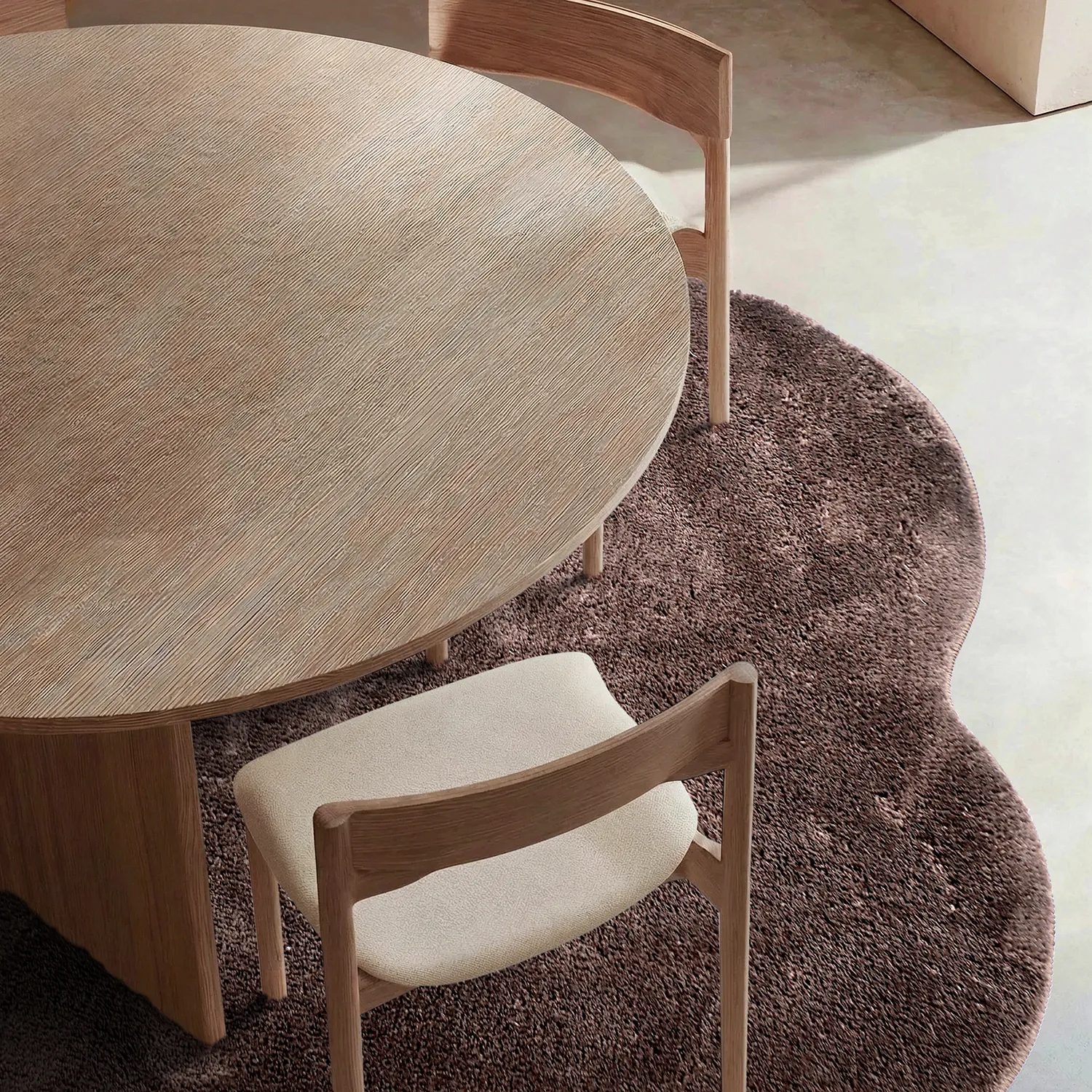 Rundt Bølget Tæppe - Aranga Super Soft Fur (mørkebrun)