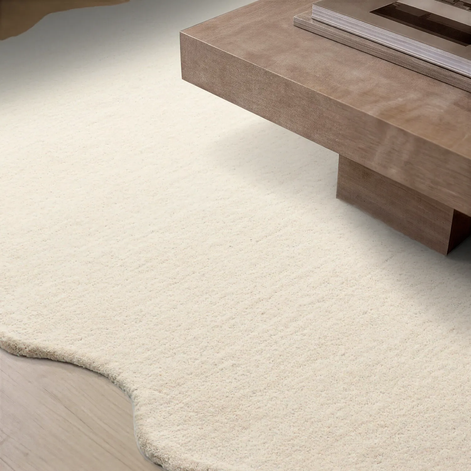 Bølget uldtæppe - Diu Hand Tufted Wool Premium (fløde)