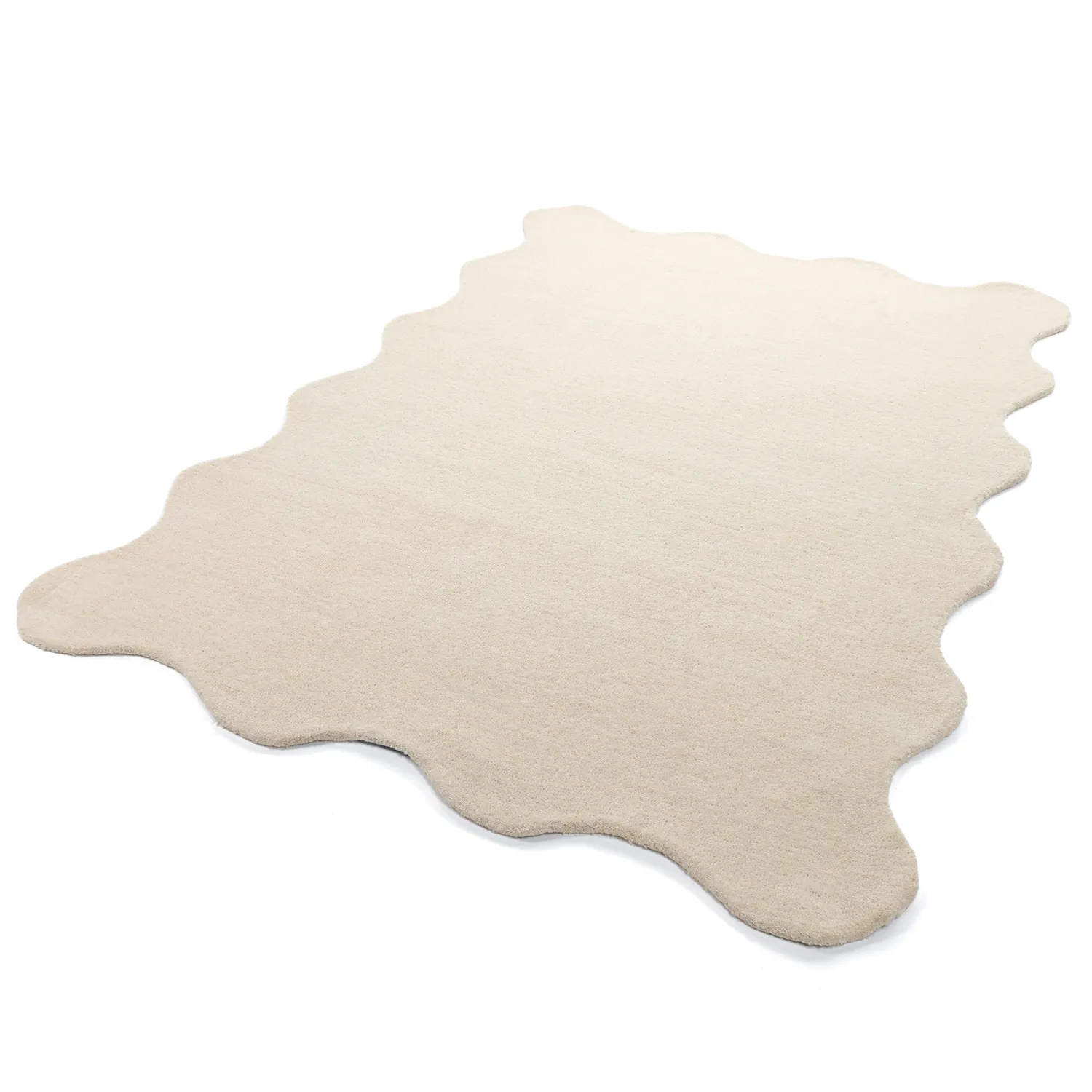 Bølget uldtæppe - Diu Hand Tufted Wool Premium (fløde)
