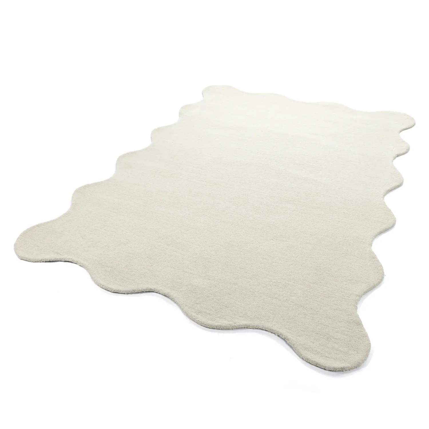 Bølget uldtæppe - Diu Hand Tufted Wool Premium (hvid)