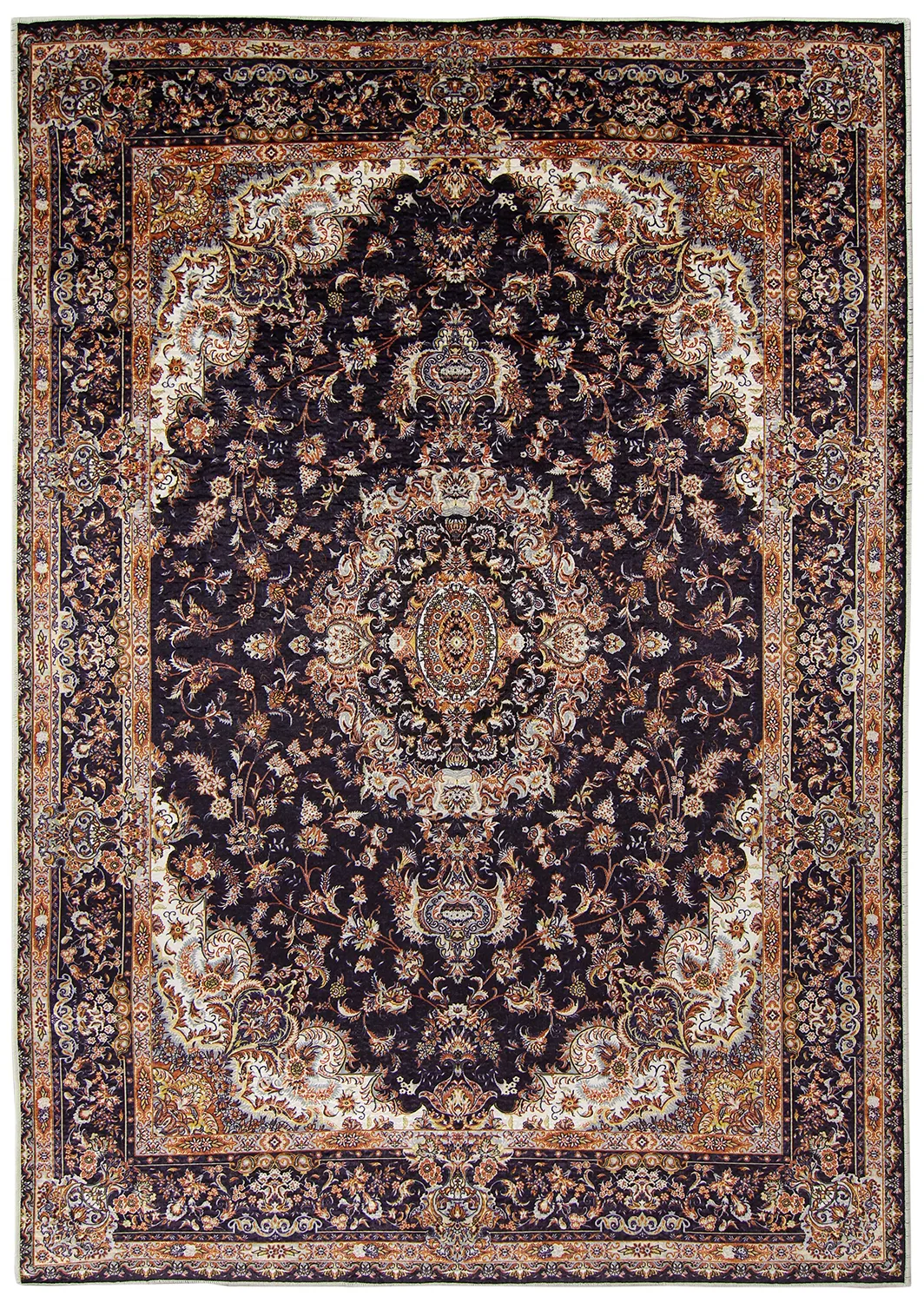 Wilton-tæppe - Vakifli (sort/multi)