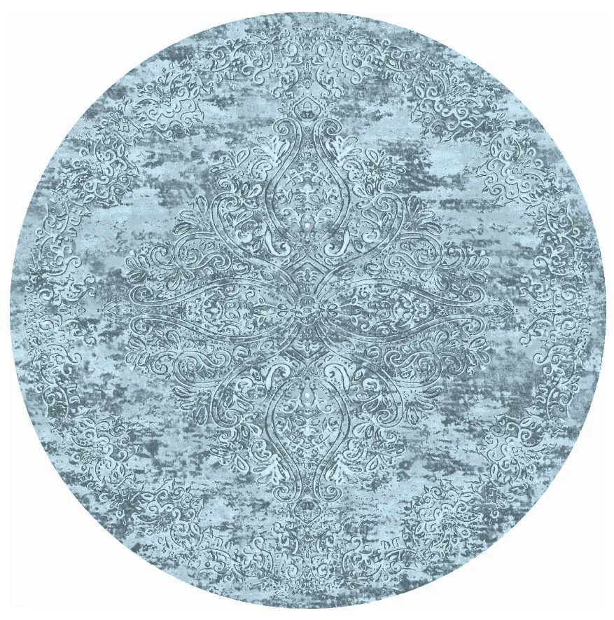 Rundt tæppe - Valenza (blå)