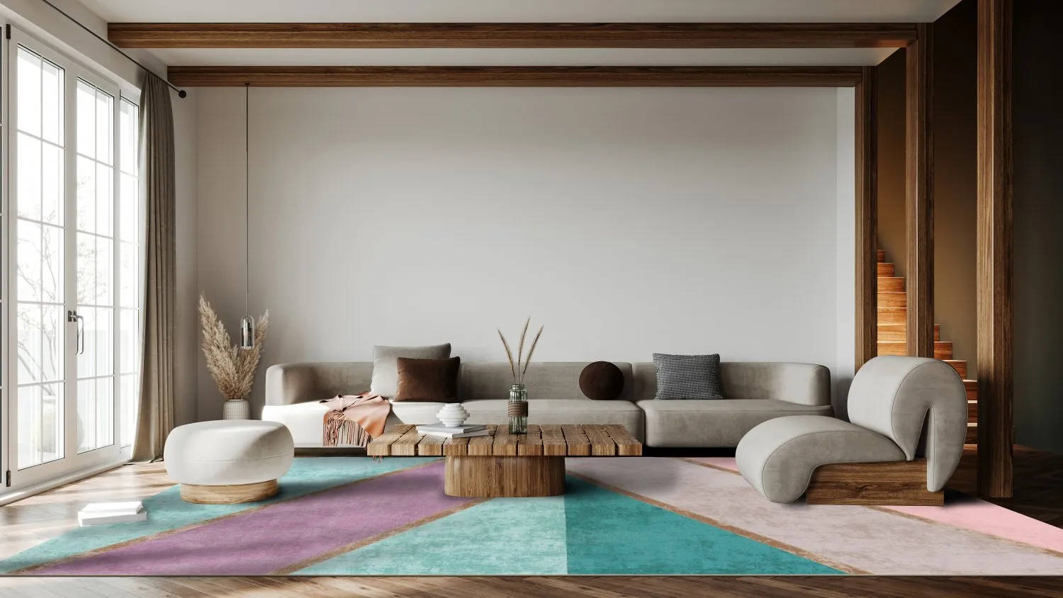 Wilton-tæppe - Sanya (blå/multi)