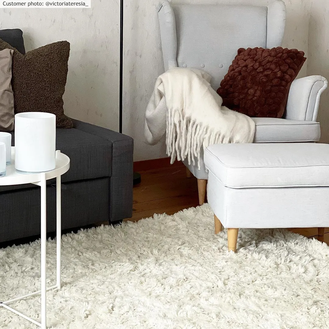 Uldtæppe - Aliste Wool Shaggy (snow white)