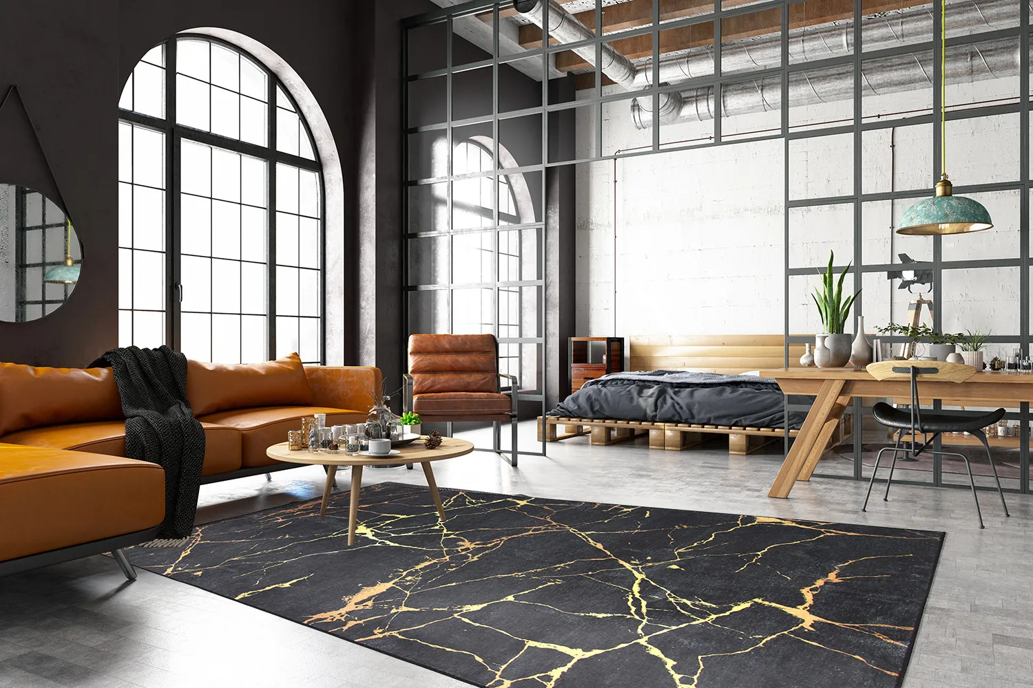 Wilton-tæppe - Vieste (antracit/guld)