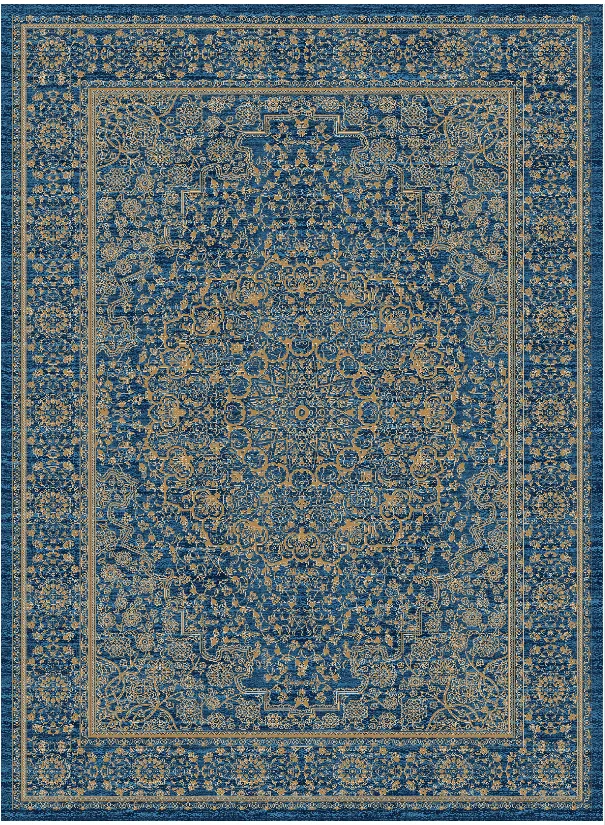 Wilton-tæppe - Vinadio (blå/guld)