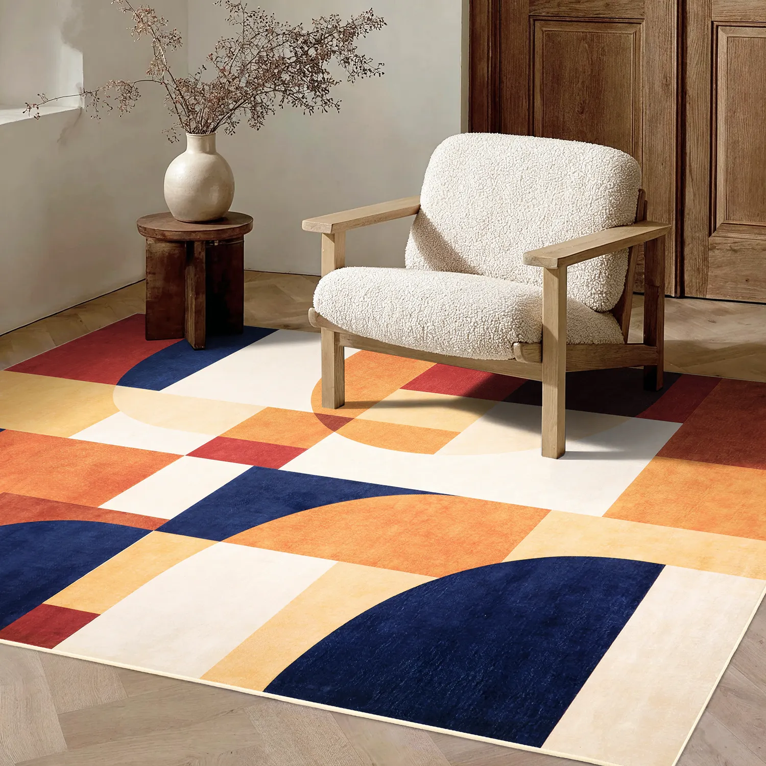 Wilton-tæppe - Alexandra (terracotta/blå/multi)