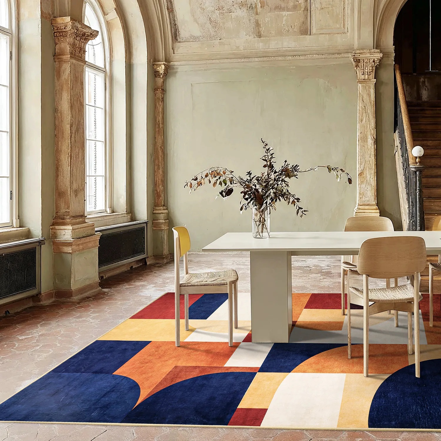 Wilton-tæppe - Alexandra (terracotta/blå/multi)