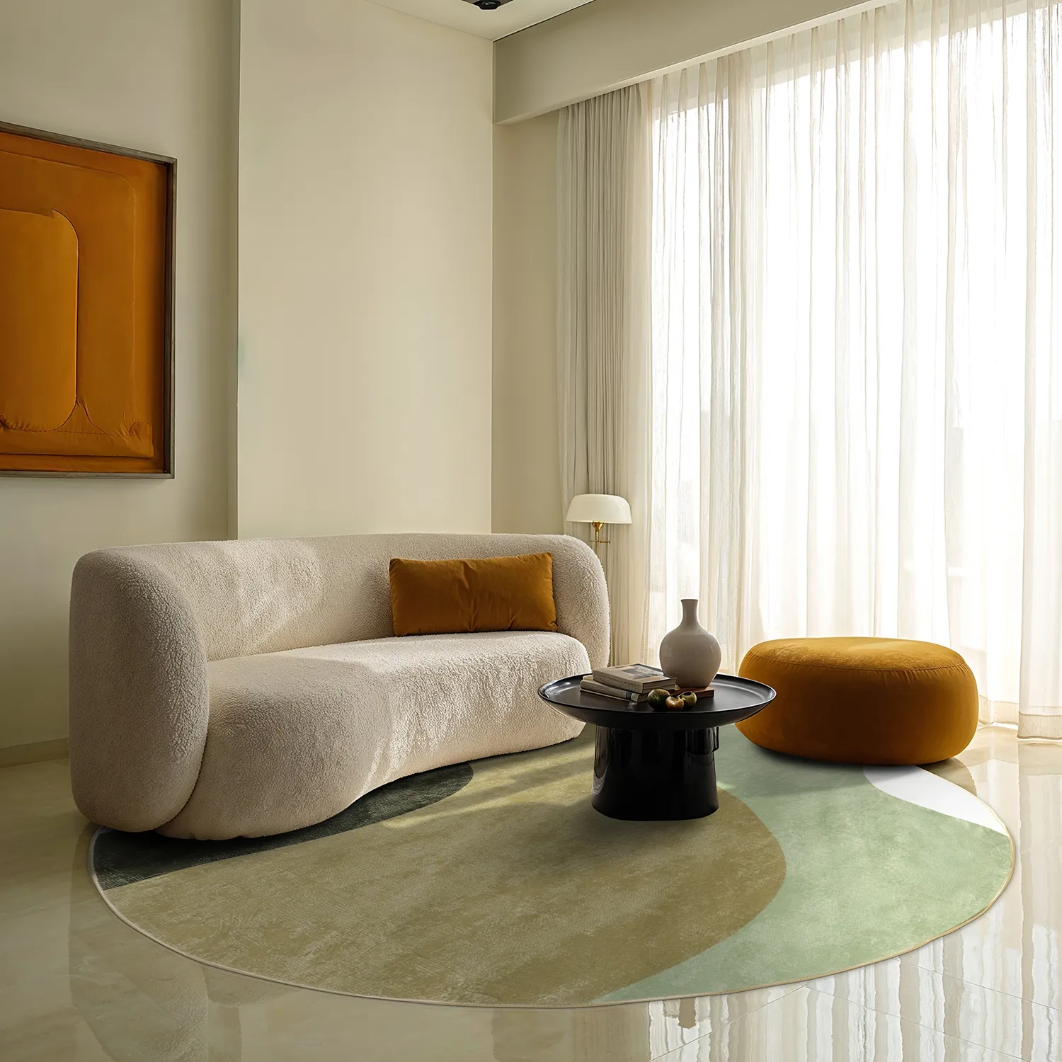 Rundt tæppe - Barcelona (brun)