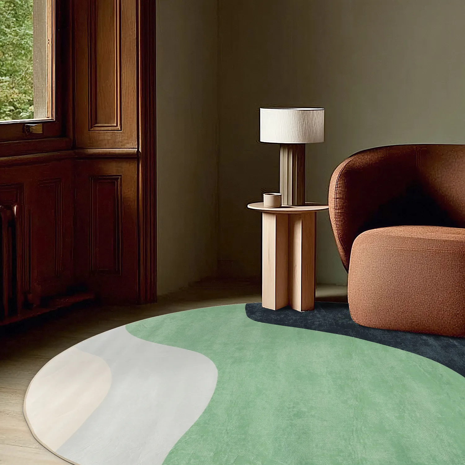 Rundt tæppe - Barcelona (grøn)