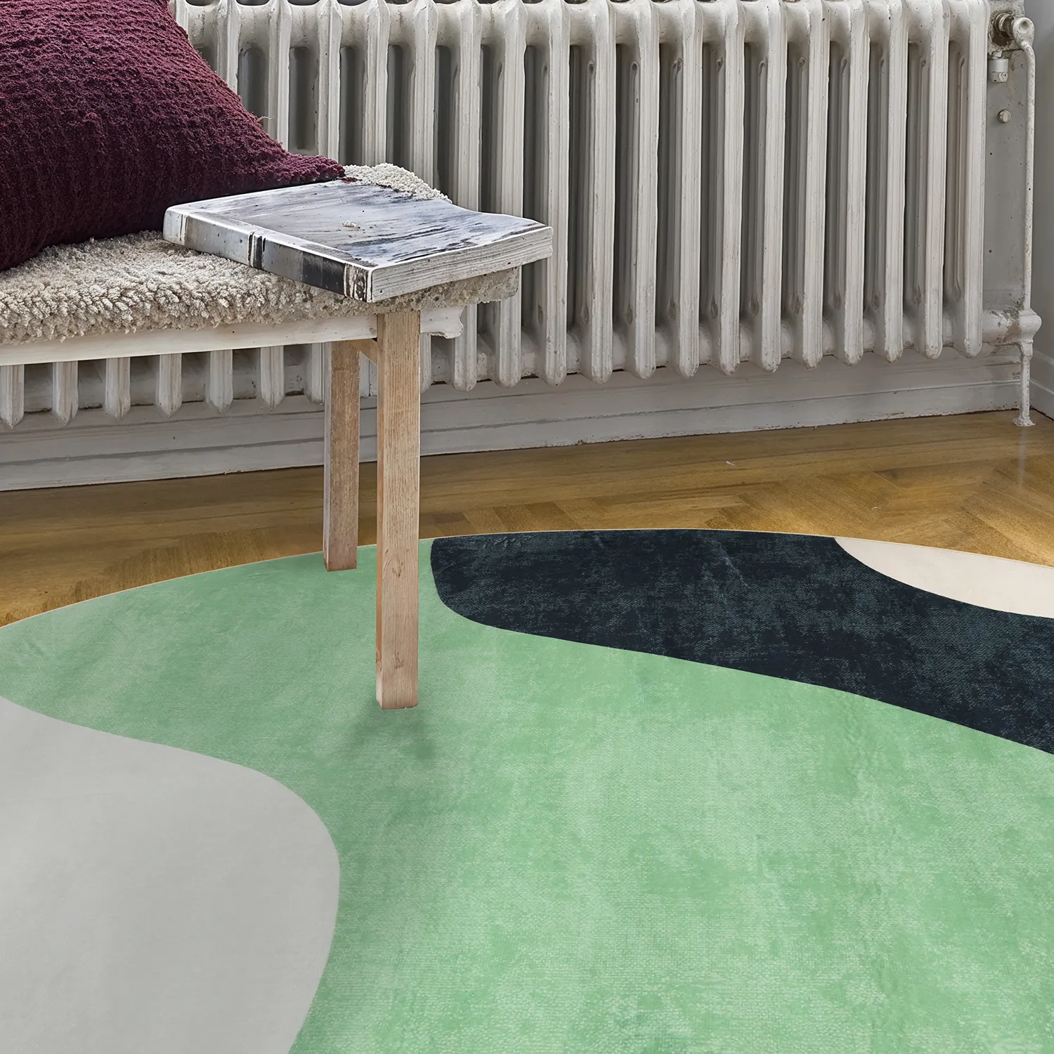 Rundt tæppe - Barcelona (grøn)