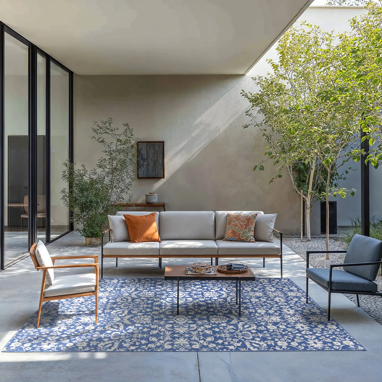 Tæpper til indendørs/udendørs brug - Brussels Ocean (blå)