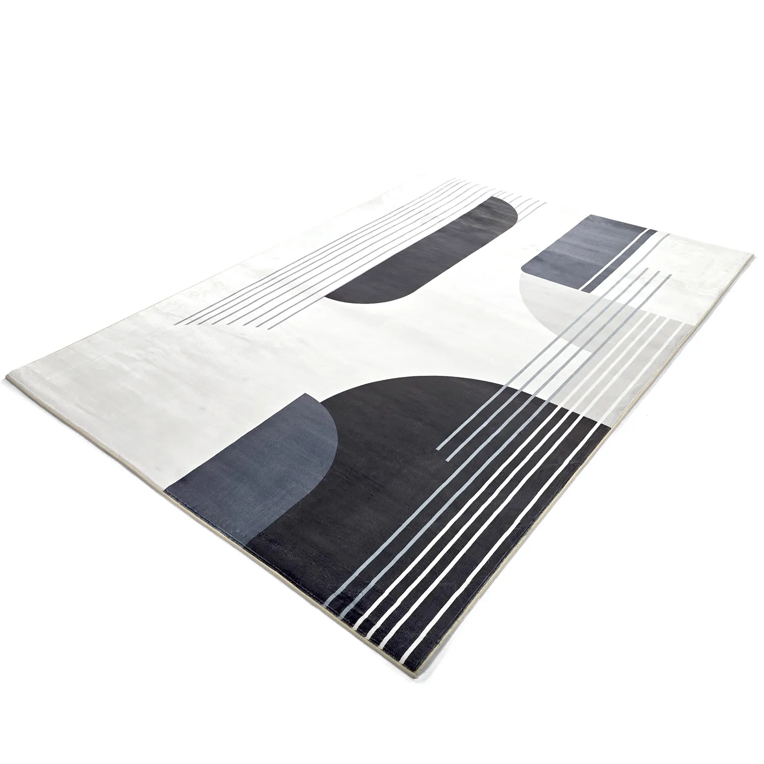 Wilton-tæppe - Delft (hvid/grå/sort)