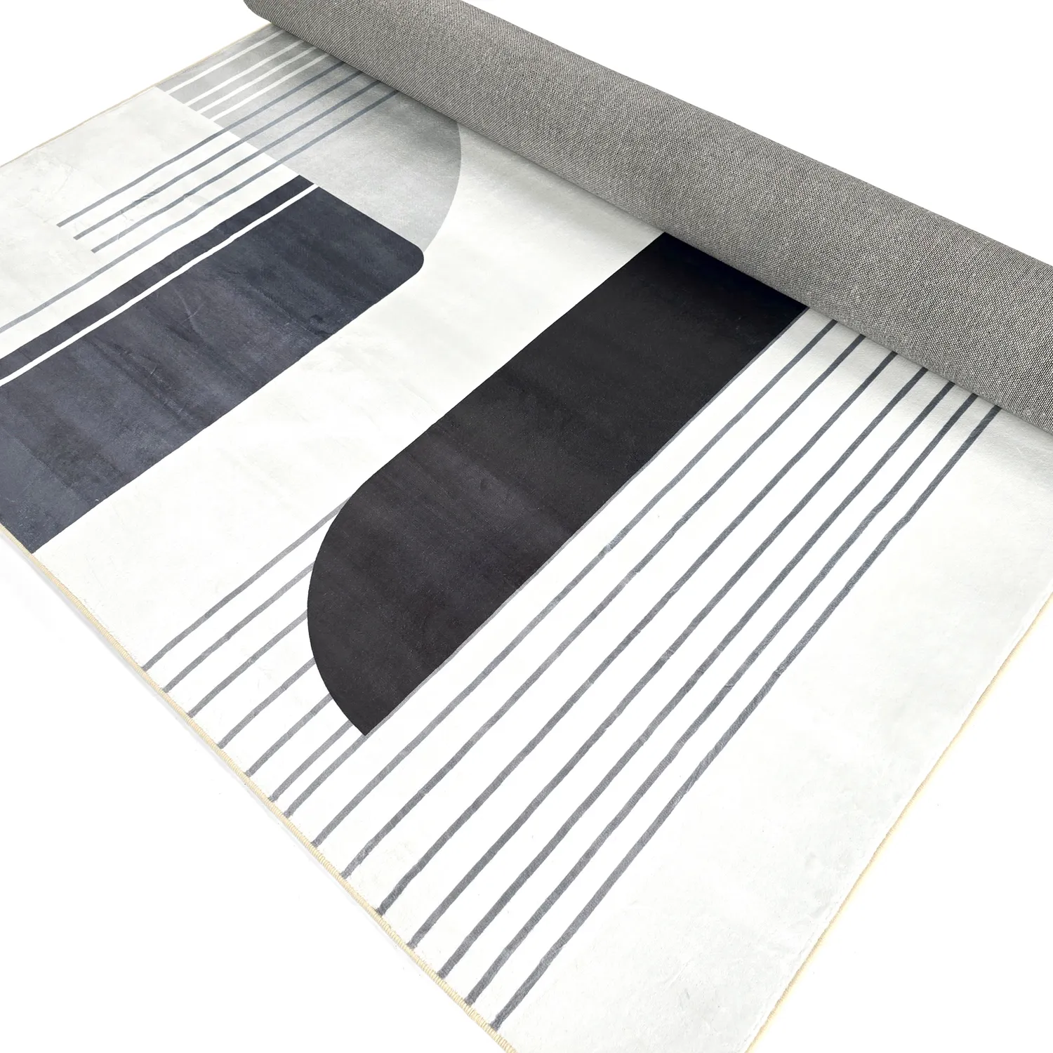 Wilton-tæppe - Delft (hvid/grå/sort)