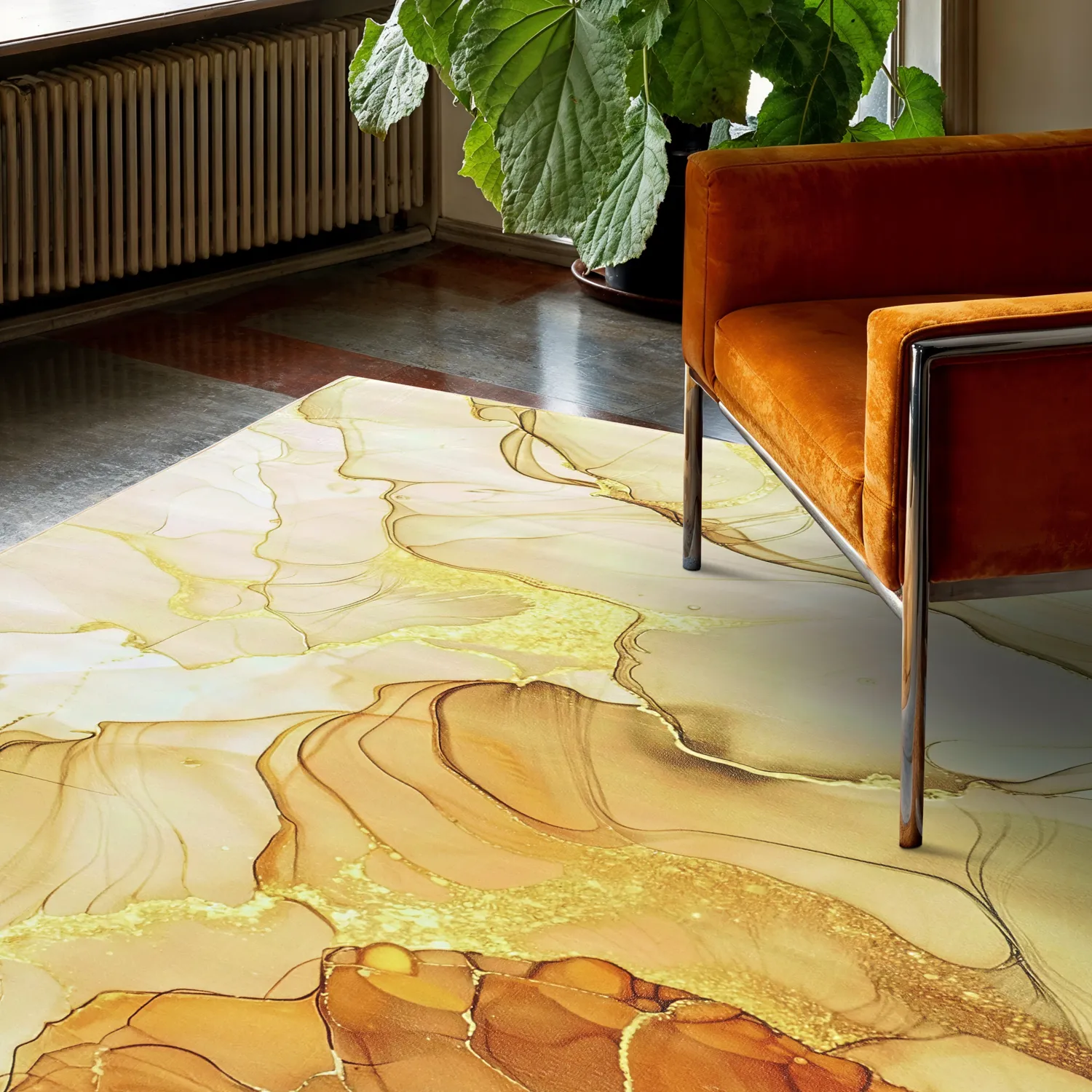 Wilton-tæppe - Etienne (beige/guld)