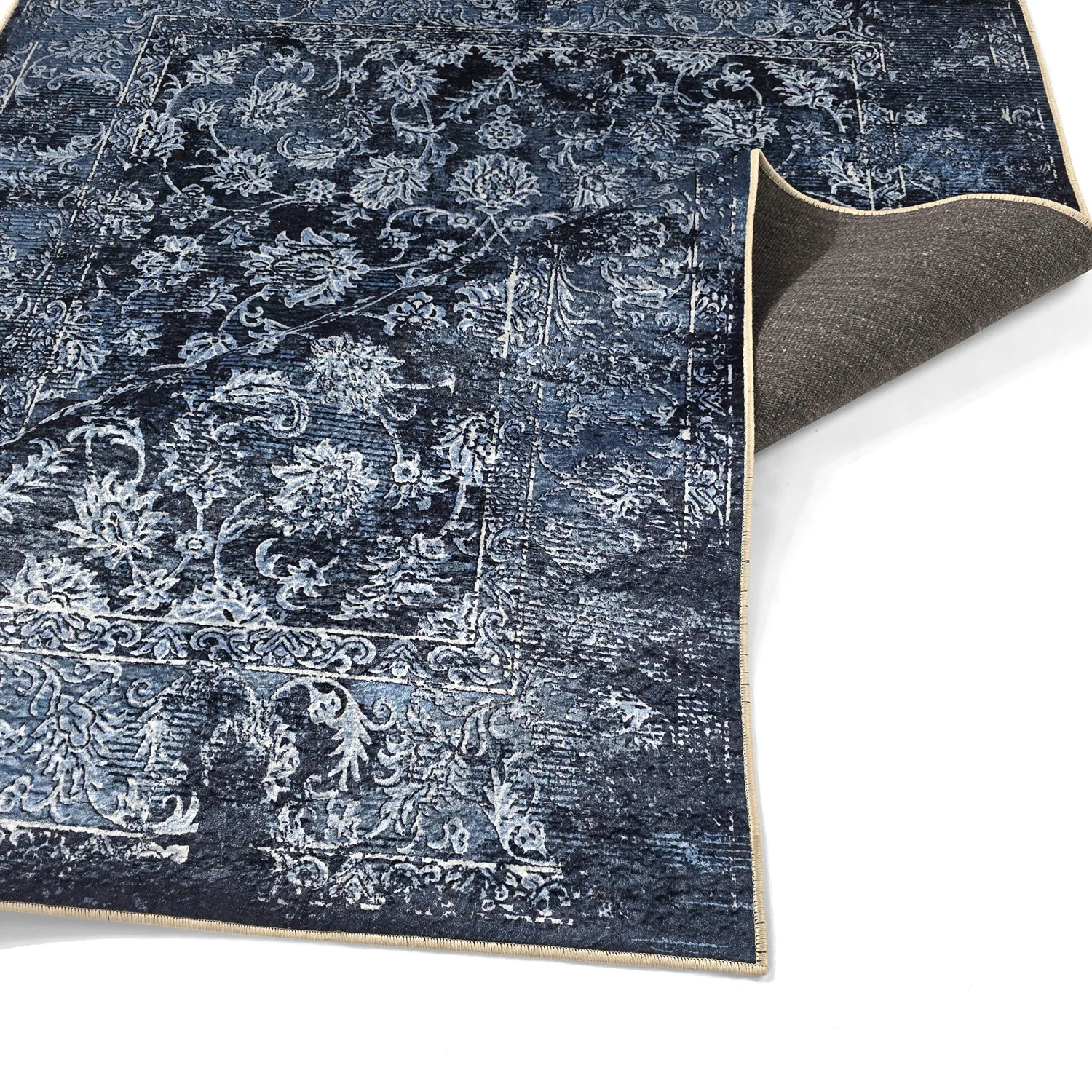 Wilton-tæppe - Flowers (blå)