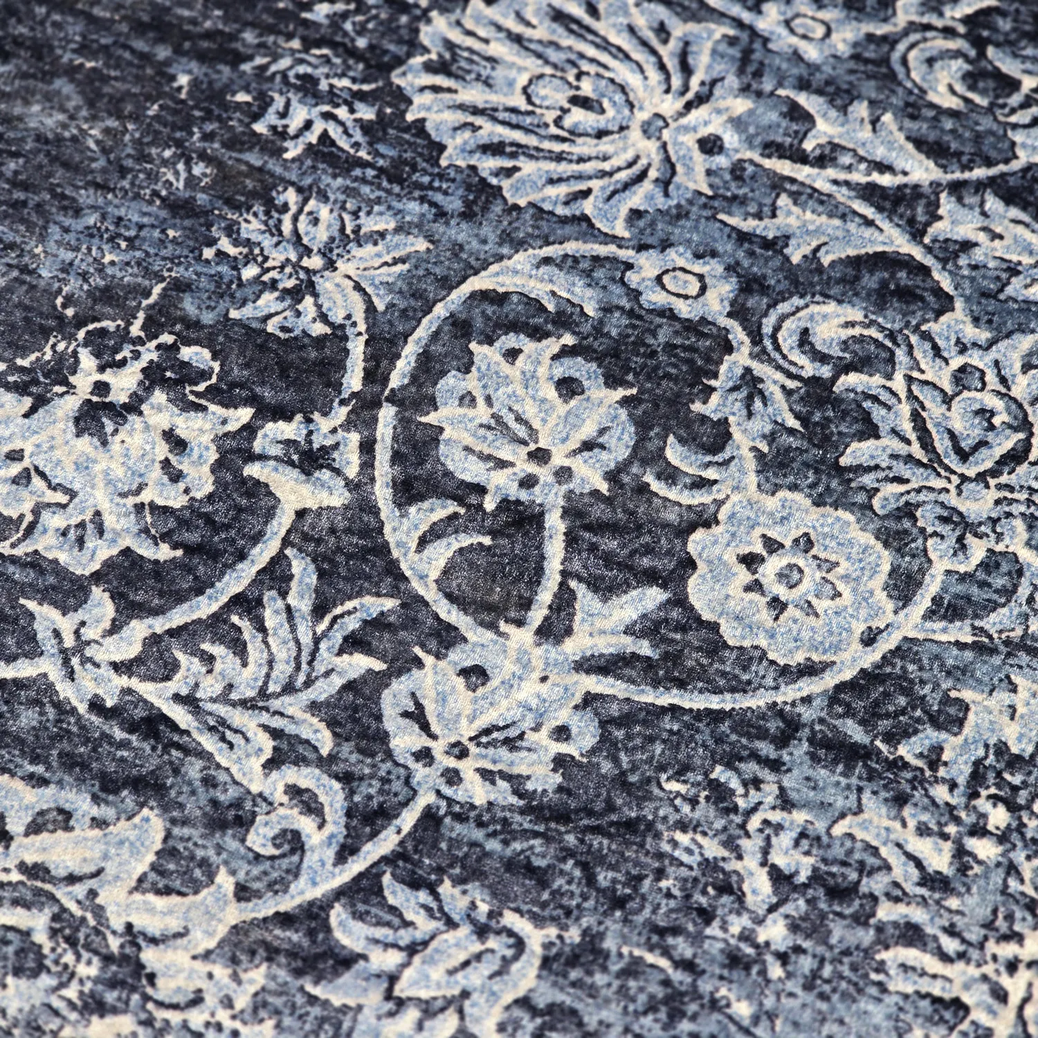 Wilton-tæppe - Flowers (blå)