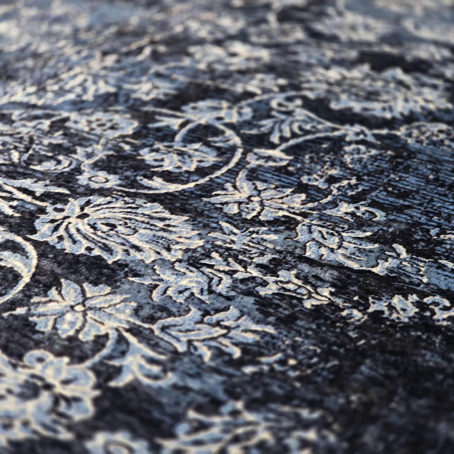 Wilton-tæppe - Flowers (blå)