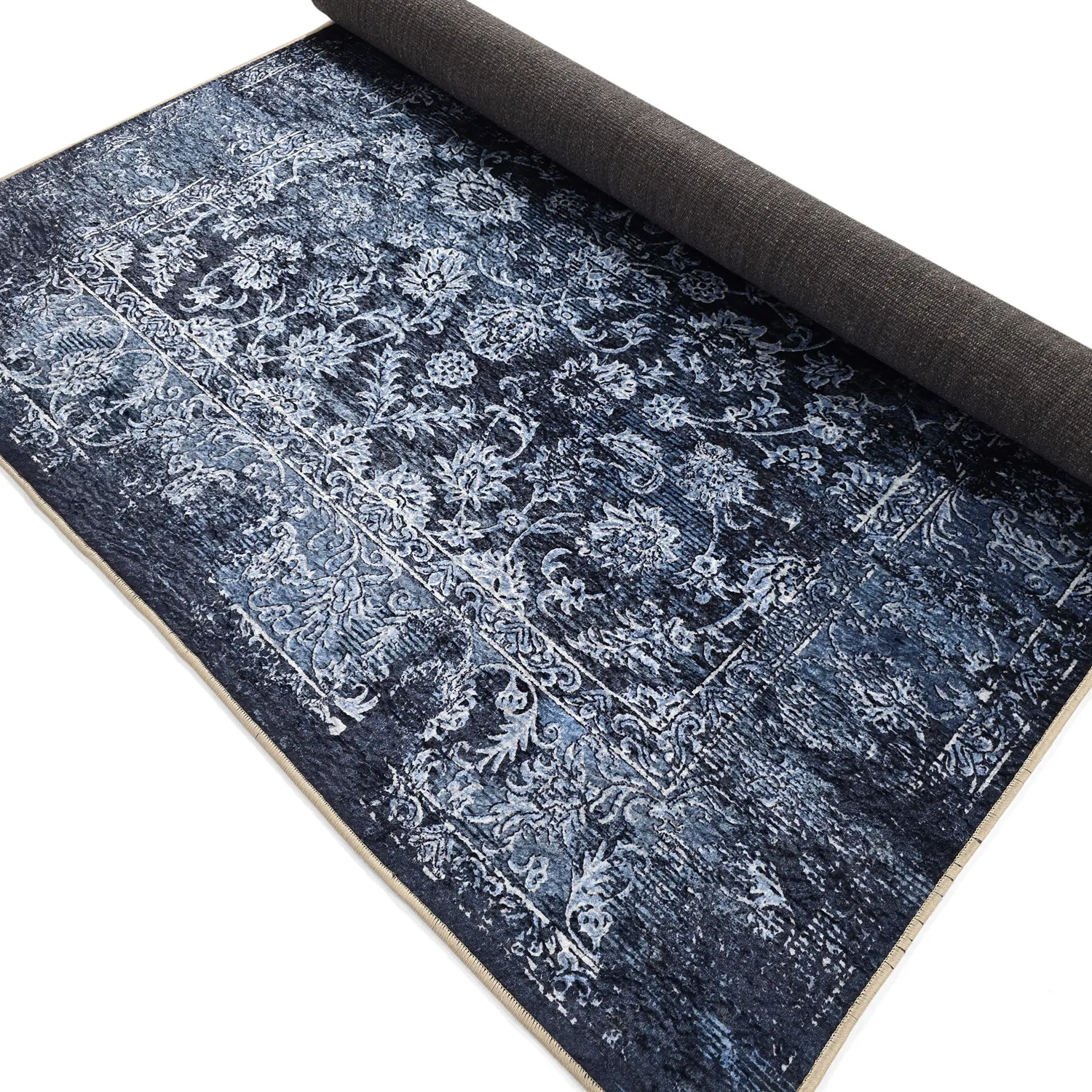 Wilton-tæppe - Flowers (blå)