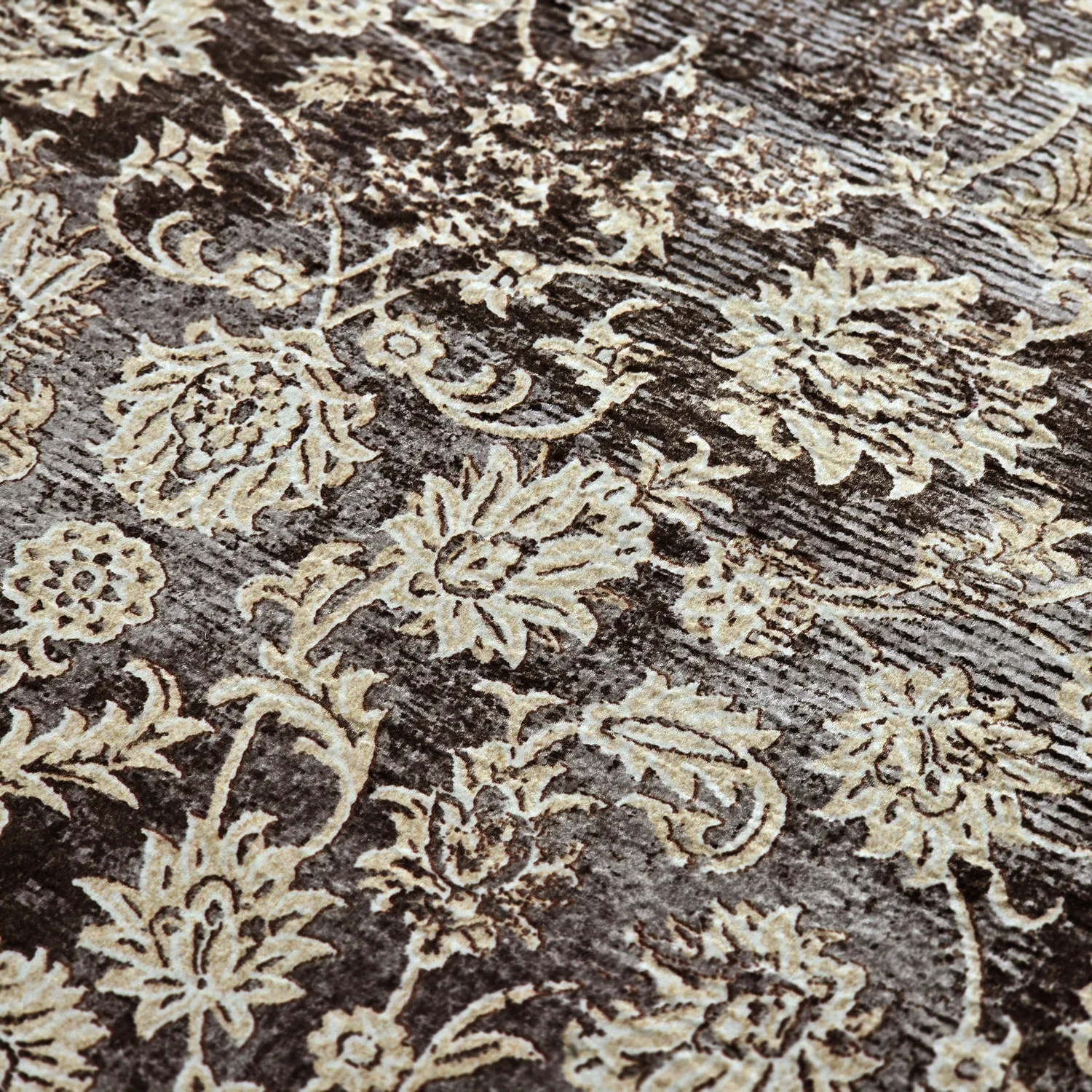 Wilton-tæppe - Flowers (brun)