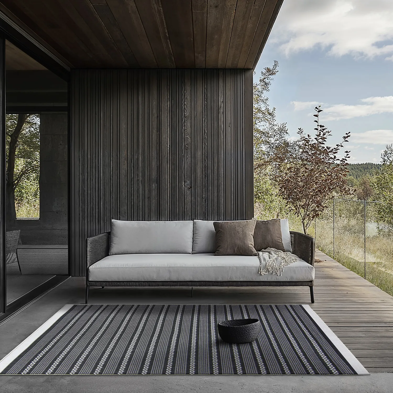 Tæpper til indendørs/udendørs brug - Geiranger (sort)