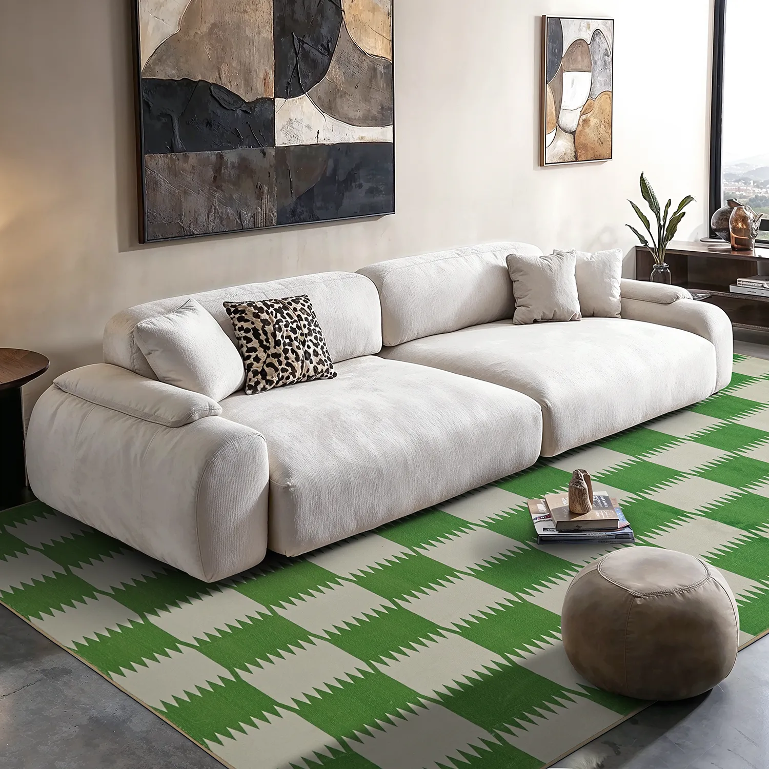 Wilton-tæppe - Gobi (grøn/hvid)