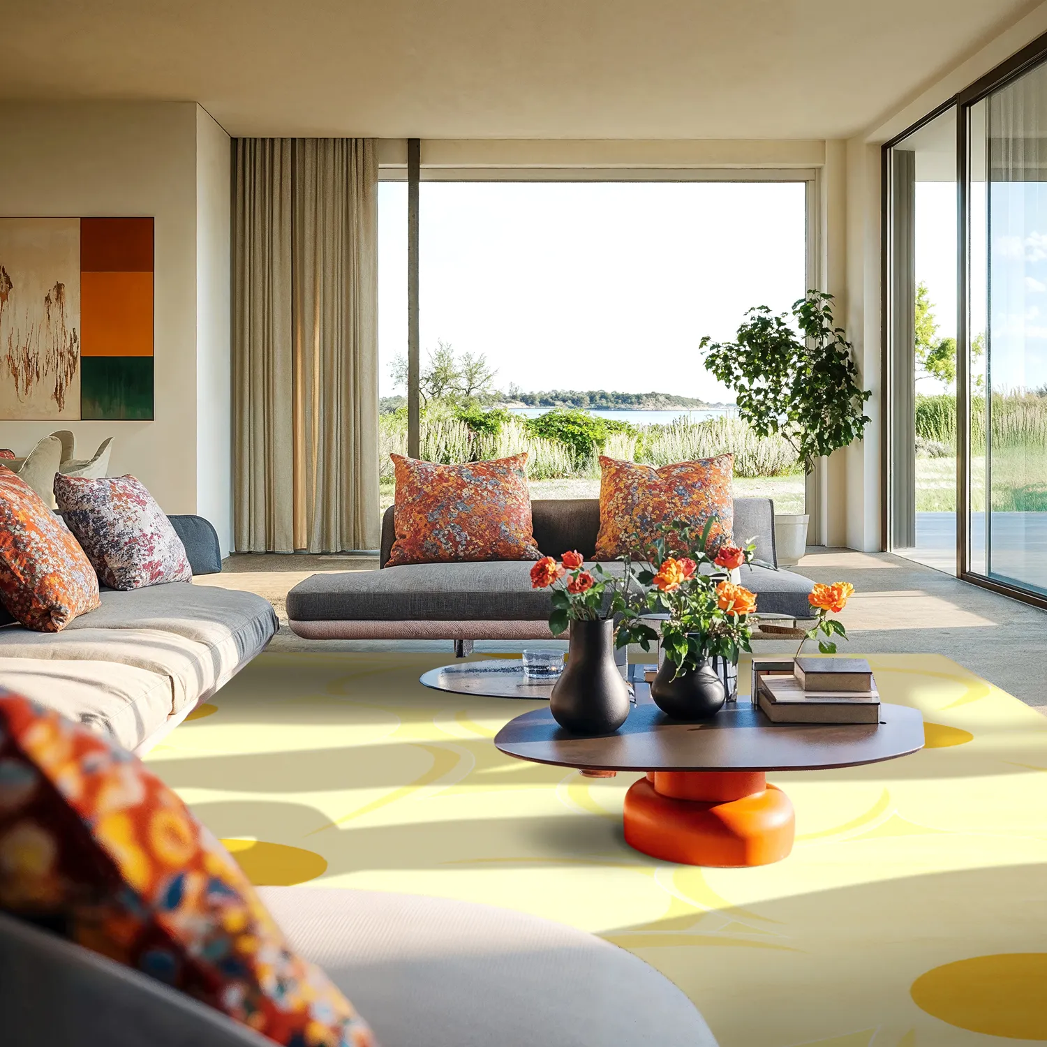 Wilton-tæppe - Honfleur (gul/multi)