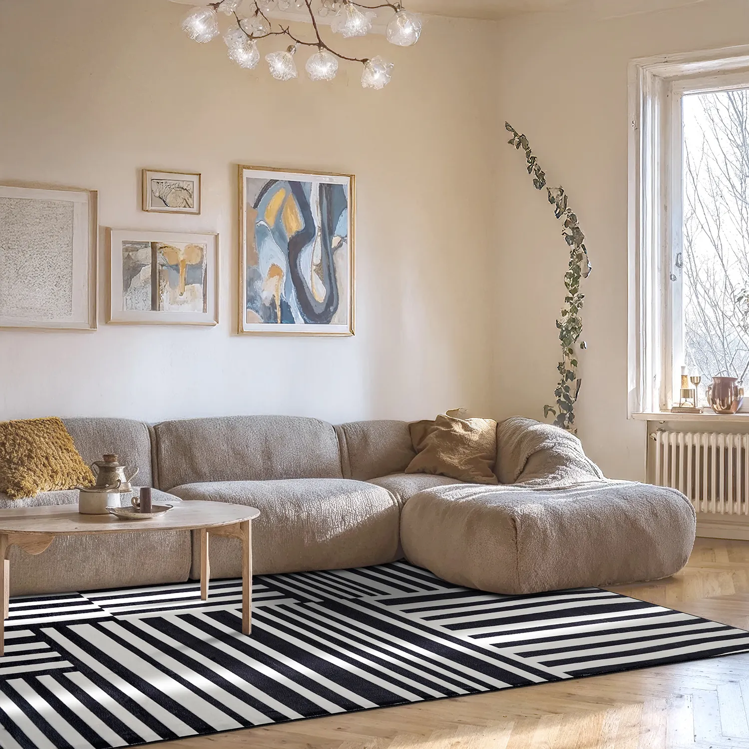 Wilton-tæppe - Joma (sort/hvid)