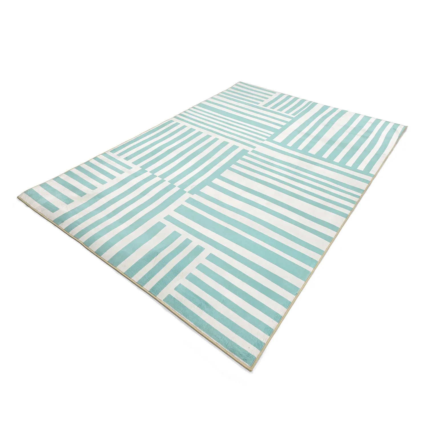 Wilton-tæppe - Joma (turkis/hvid)