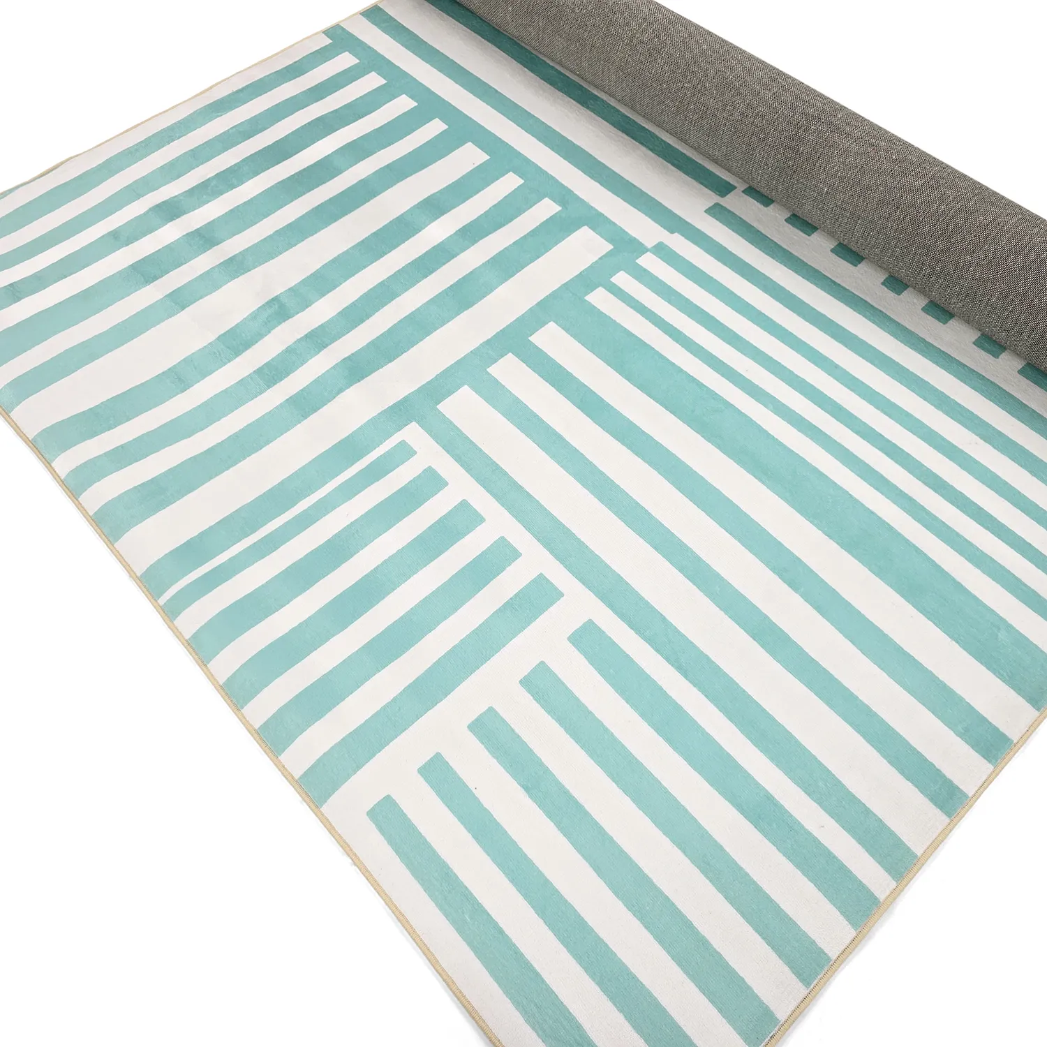 Wilton-tæppe - Joma (turkis/hvid)