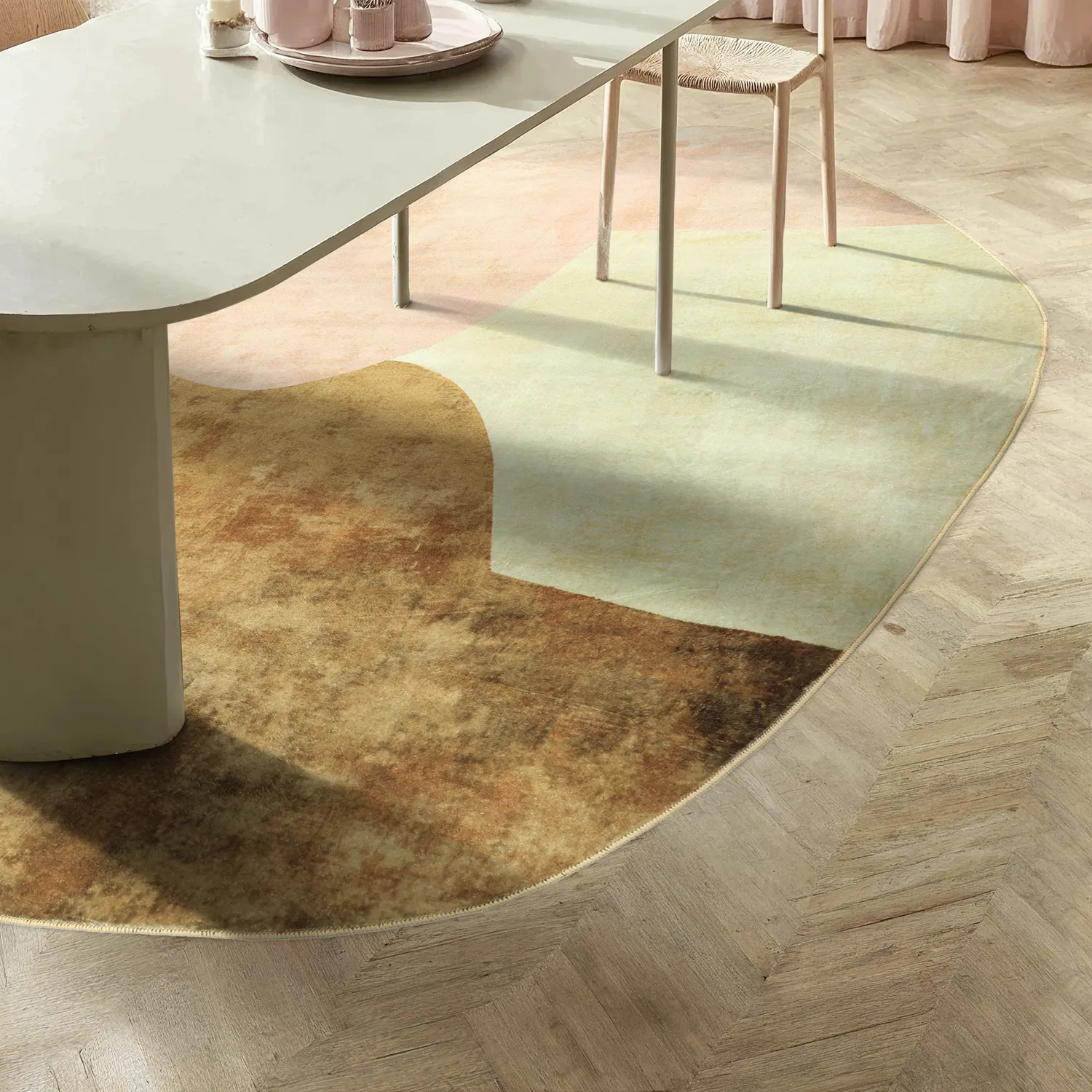 Rundt bølget Wilton-tæppeLazio (beige/pink)