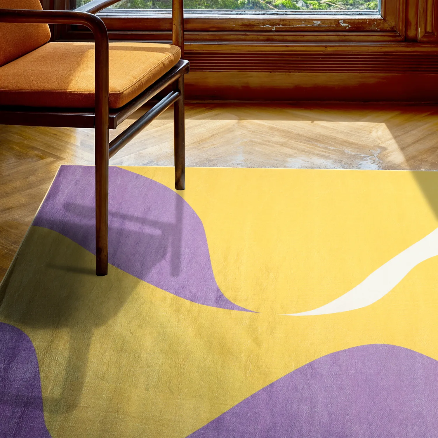 Wilton-tæppe - Leiden (gul/lilla)