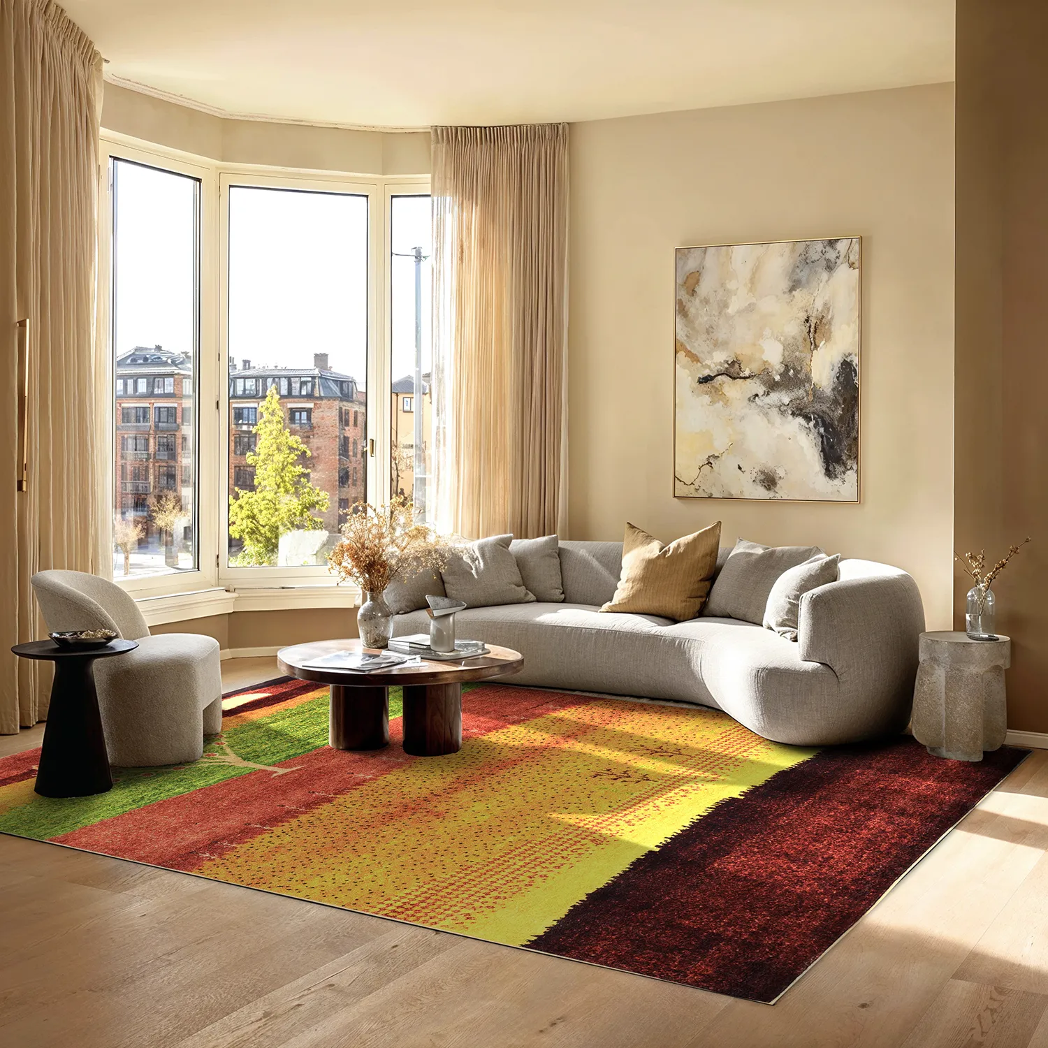 Wilton-tæppe - Oia (rød/multi)