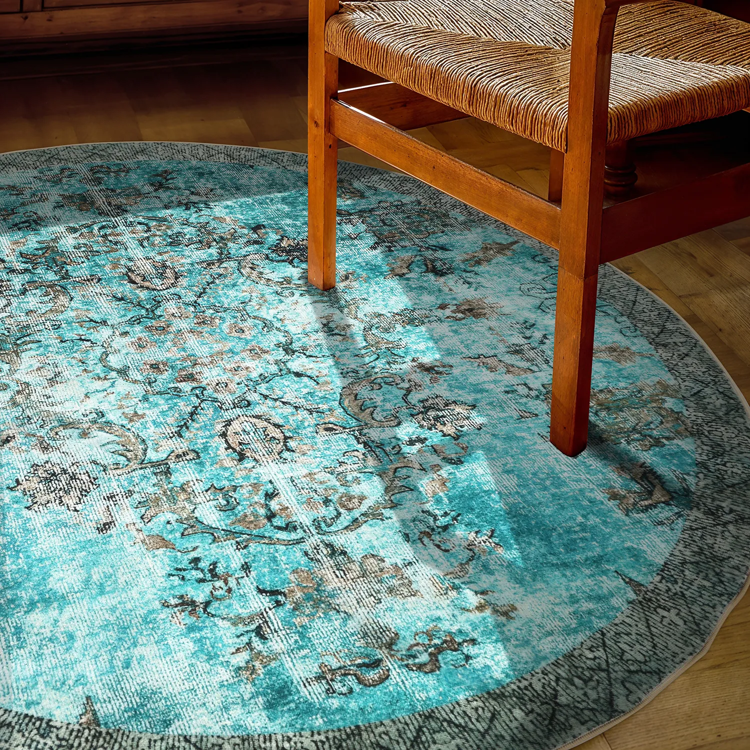 Rundt tæppe - Rosalie (blå)