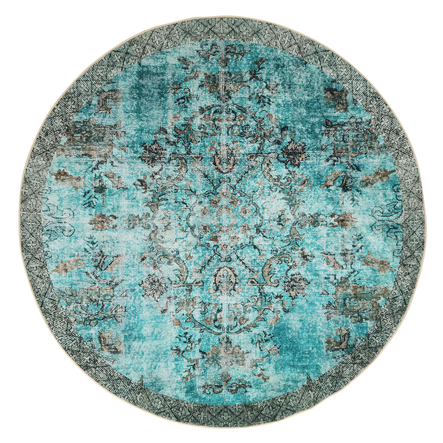 Rundt tæppe - Rosalie (blå)