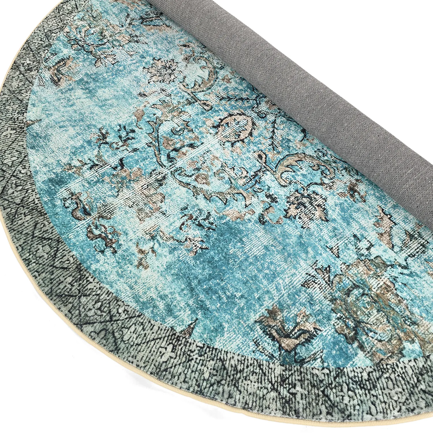 Rundt tæppe - Rosalie (blå)