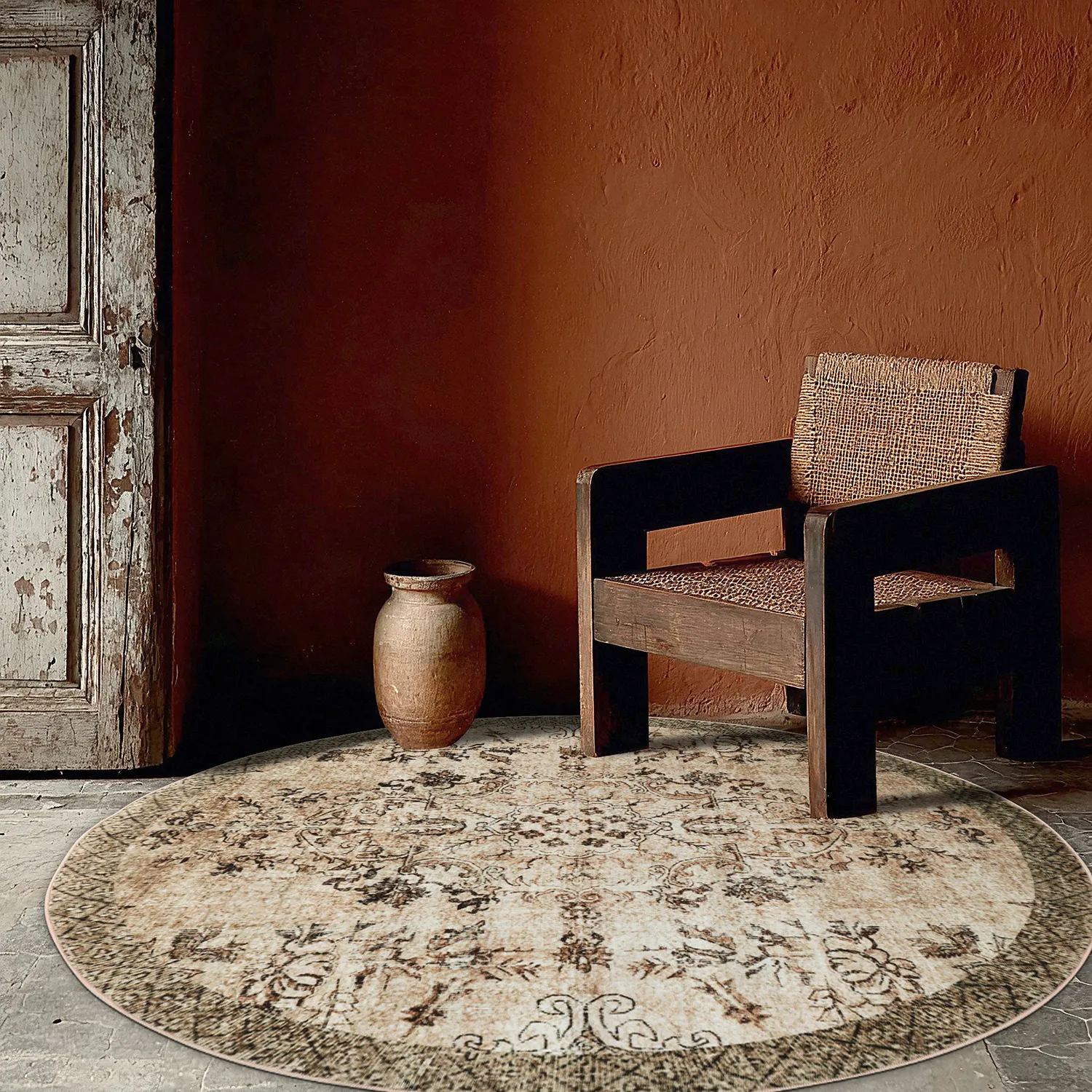 Rundt tæppe - Rosalie (brun)